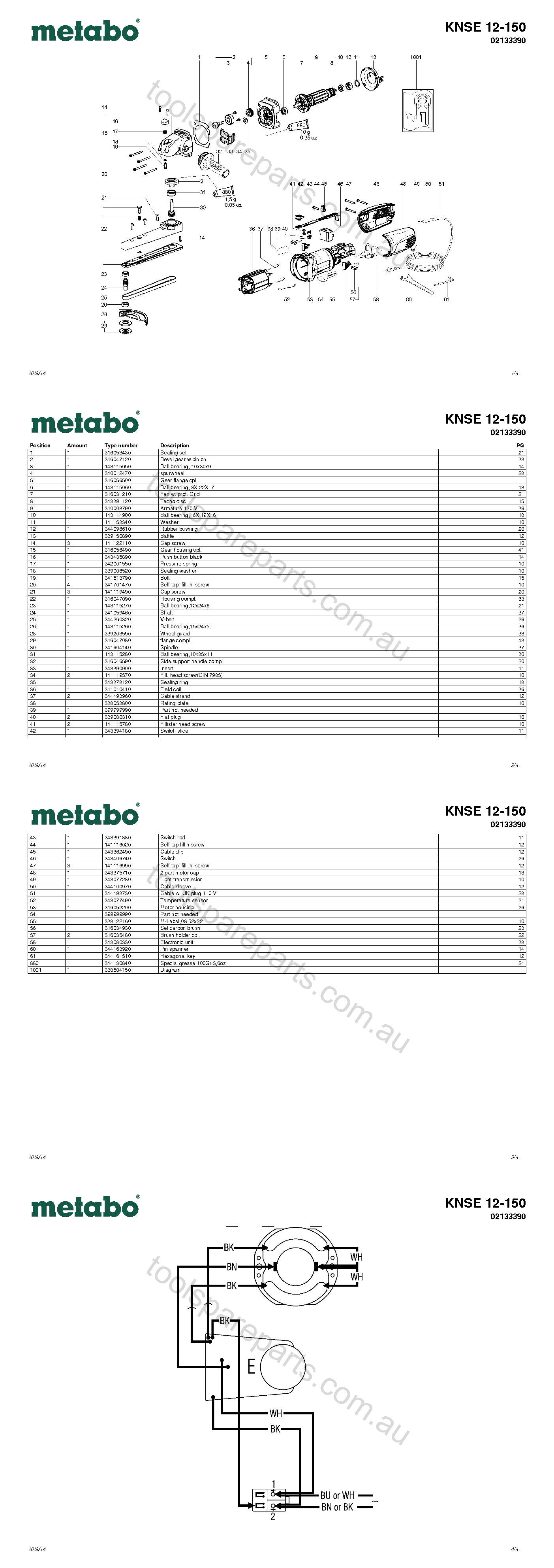 Metabo KNSE 12-150 02133390  Diagram 1