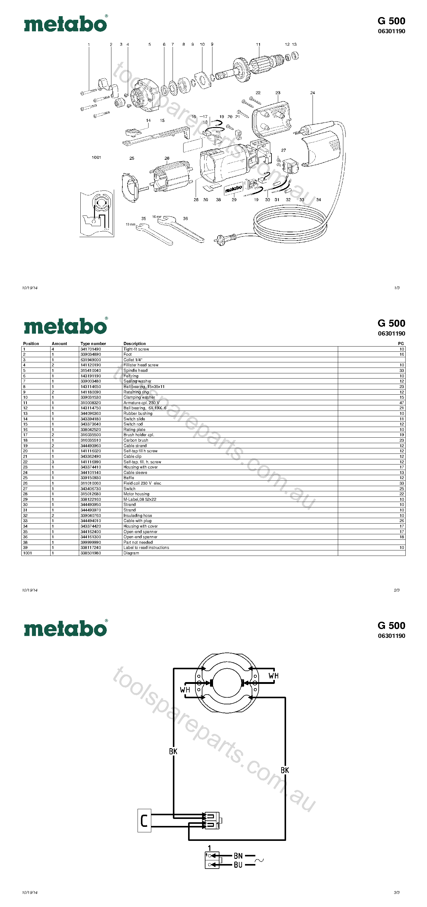 Metabo G 500 06301190  Diagram 1