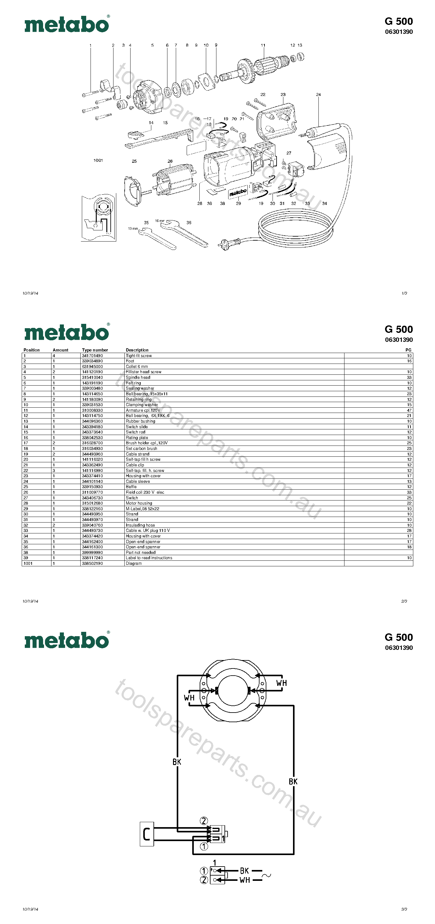 Metabo G 500 06301390  Diagram 1