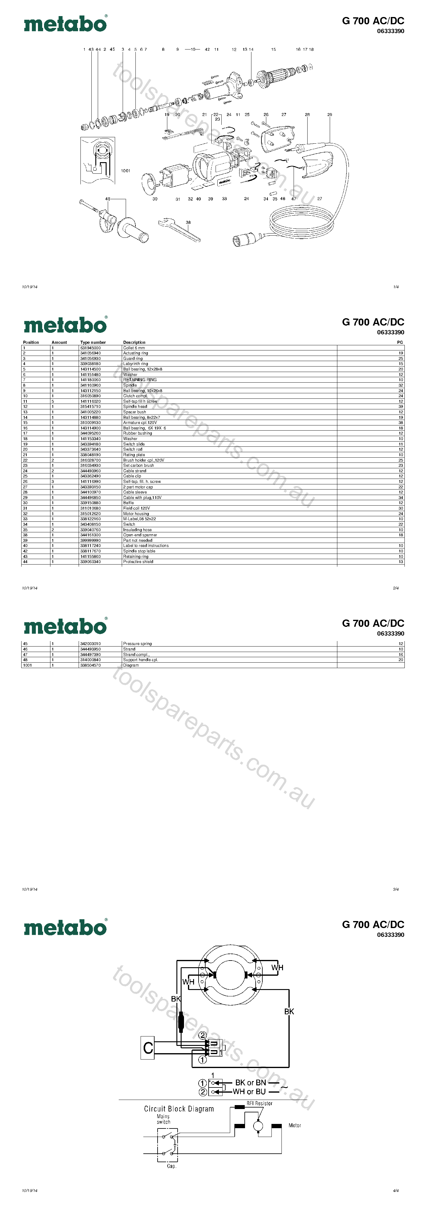 Metabo G 700 AC/DC 06333390  Diagram 1