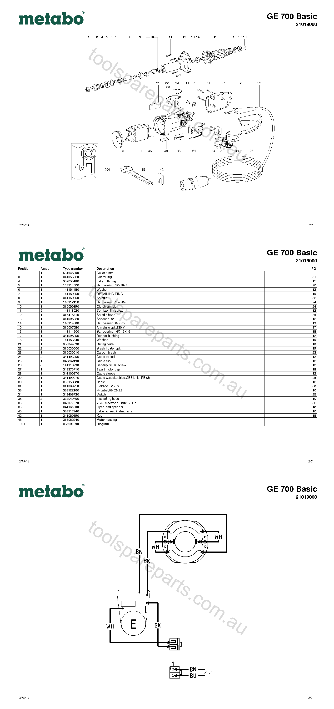 Metabo GE 700 Basic 21019000  Diagram 1