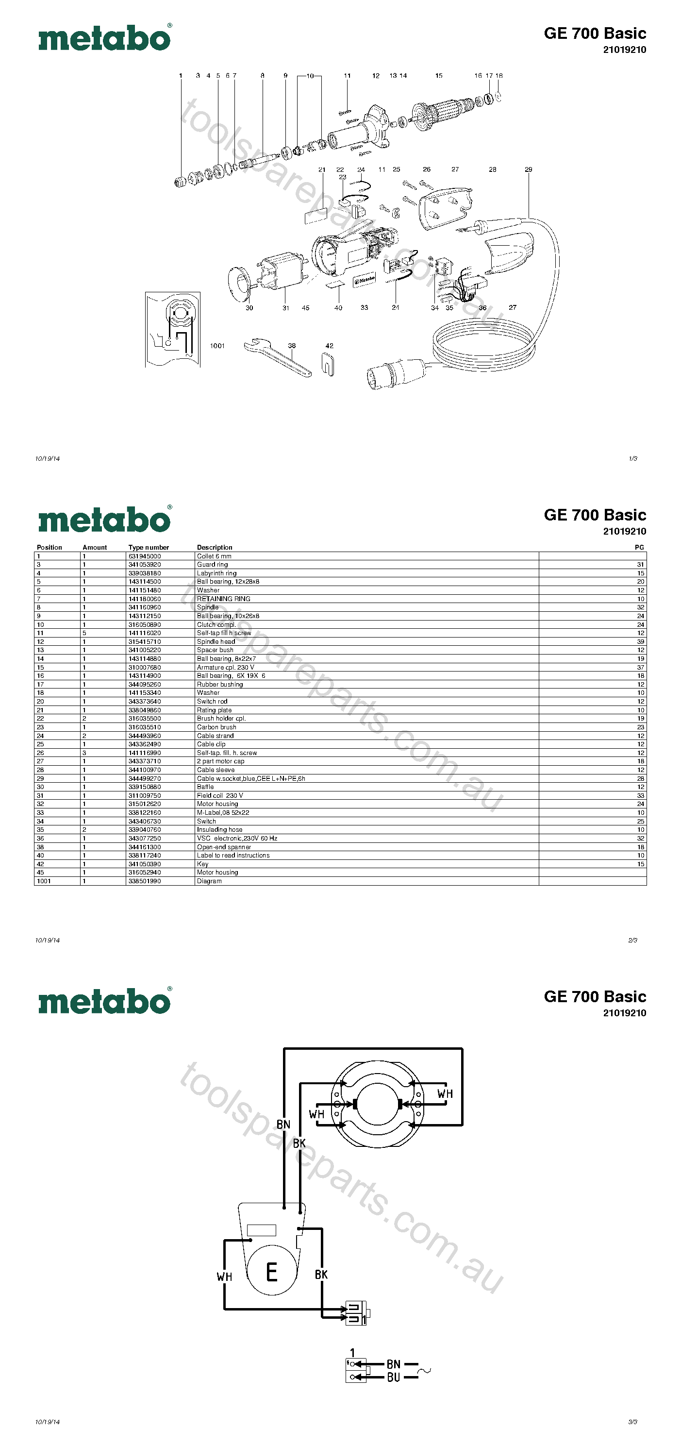 Metabo GE 700 Basic 21019210  Diagram 1