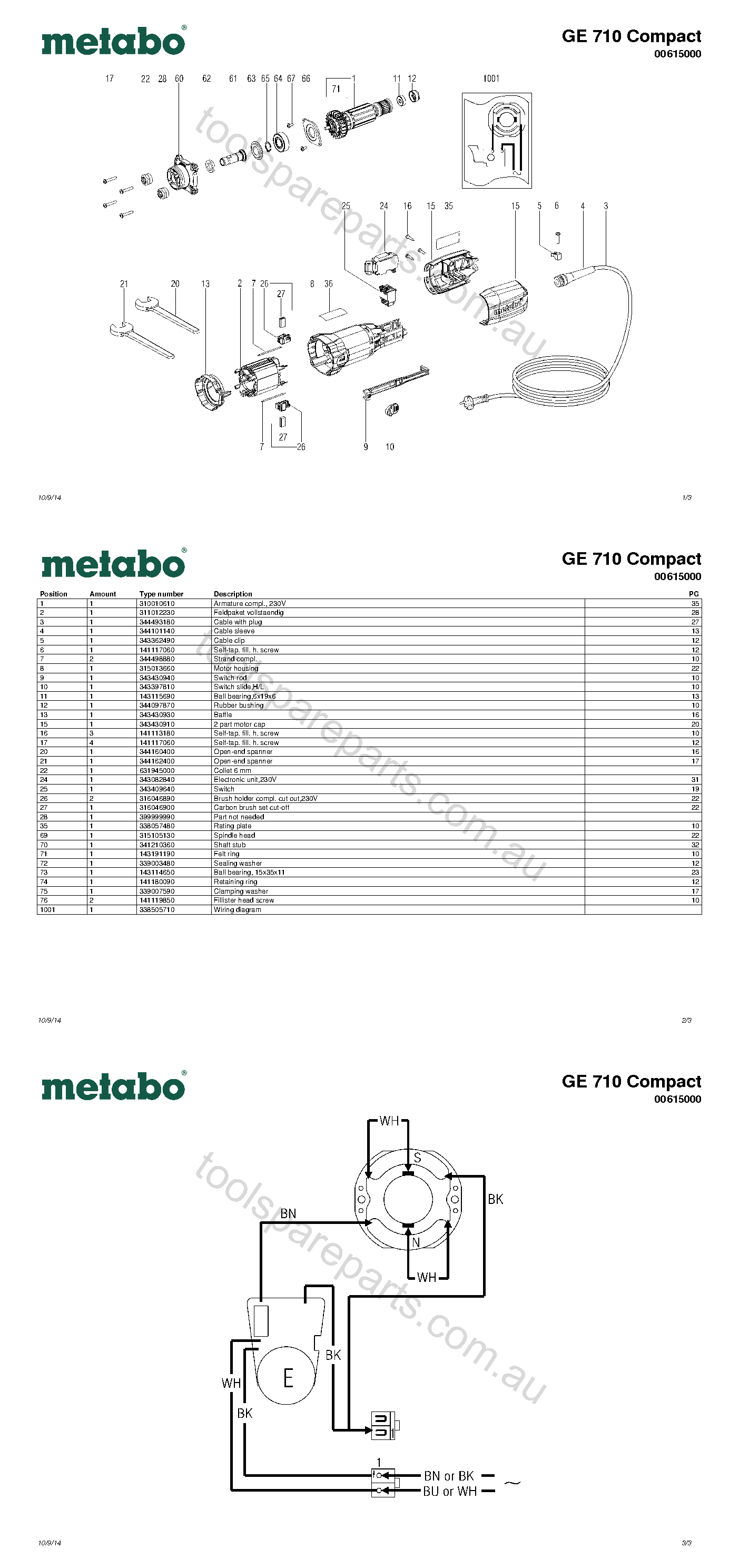 Metabo GE 710 Compact 00615000  Diagram 1