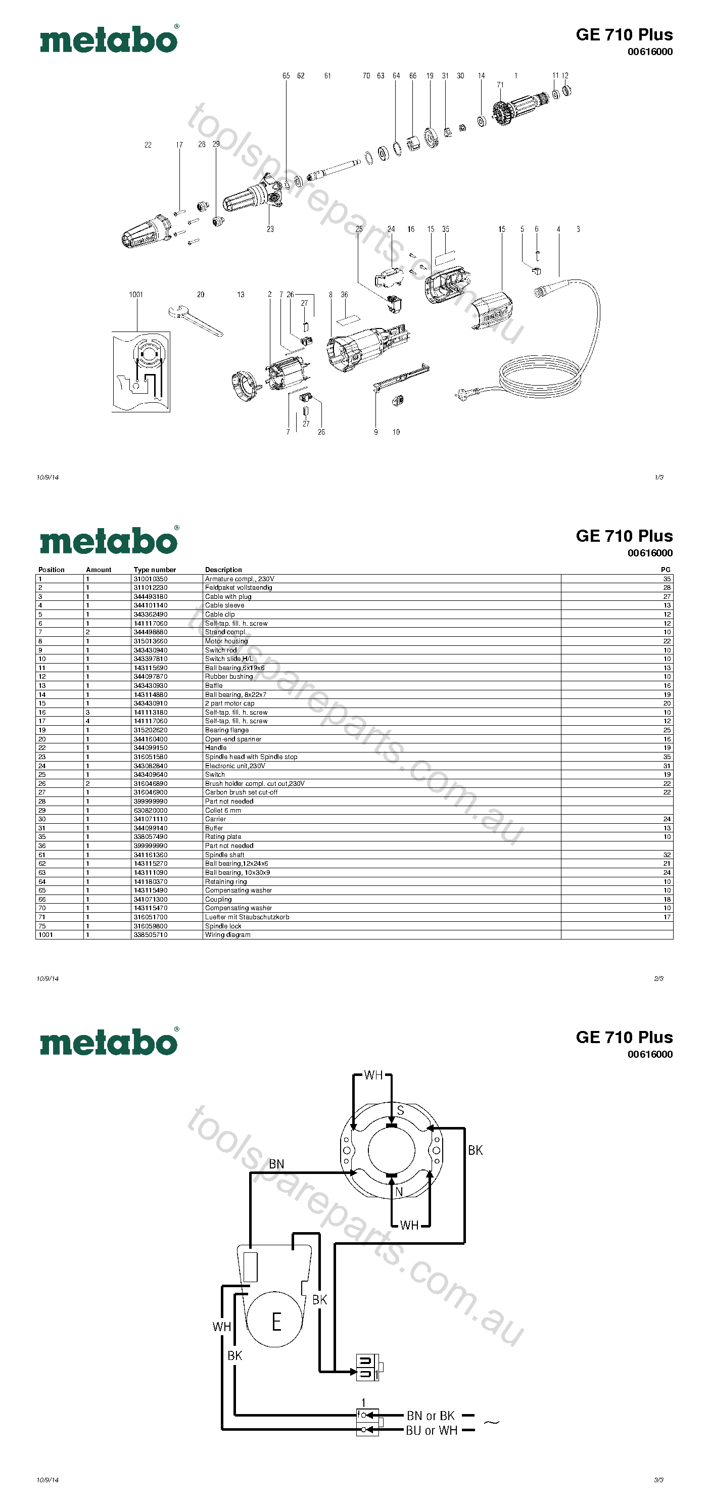 Metabo GE 710 Plus 00616000  Diagram 1