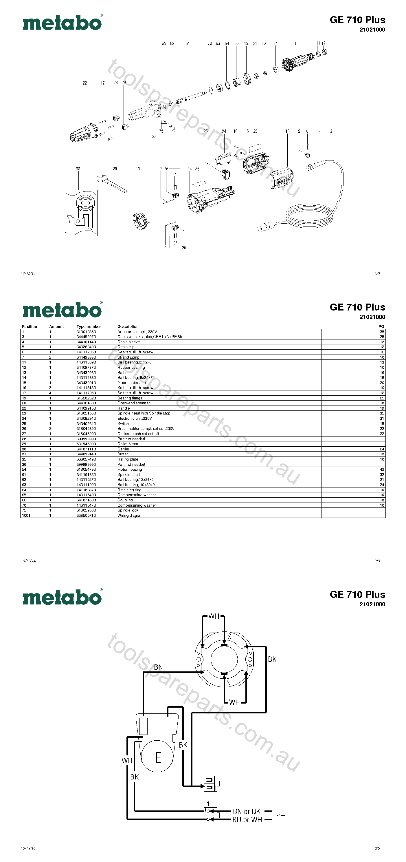 Metabo GE 710 Plus 21021000  Diagram 1