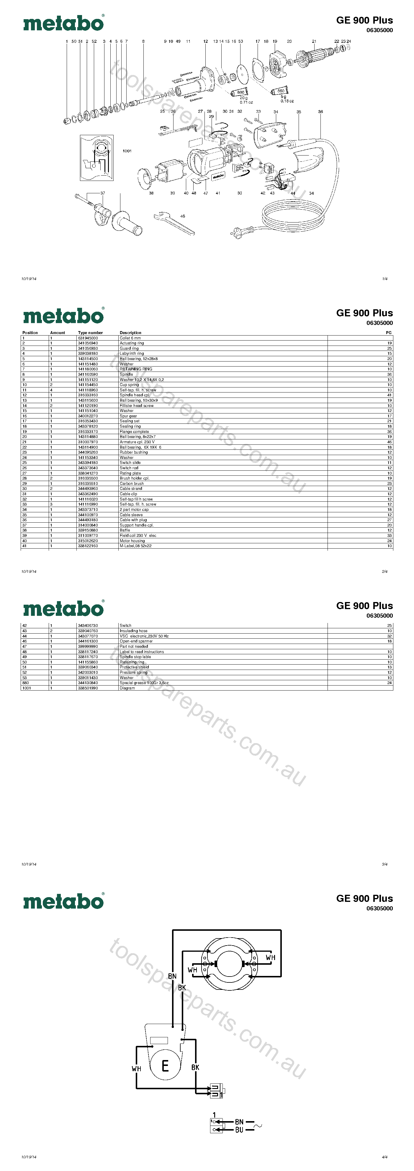 Metabo GE 900 Plus 06305000  Diagram 1