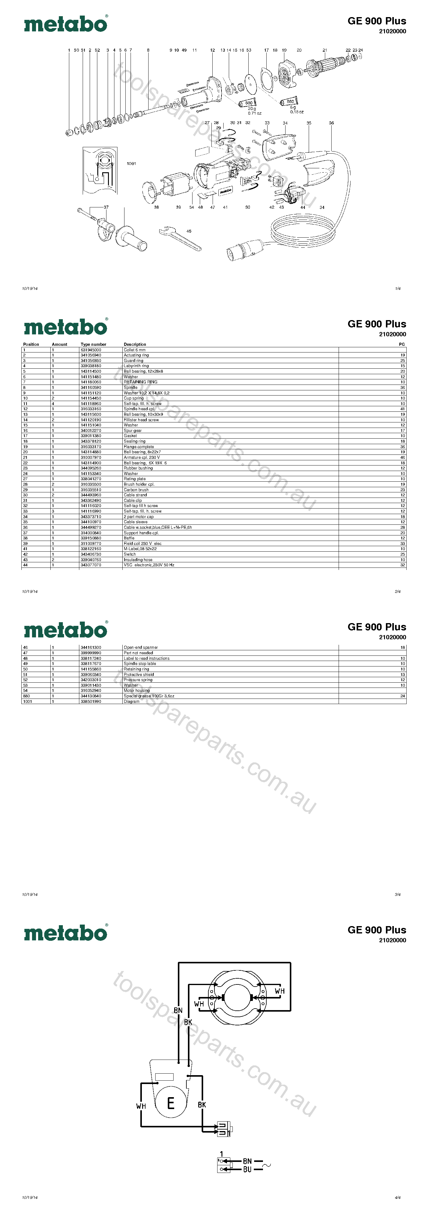 Metabo GE 900 Plus 21020000  Diagram 1