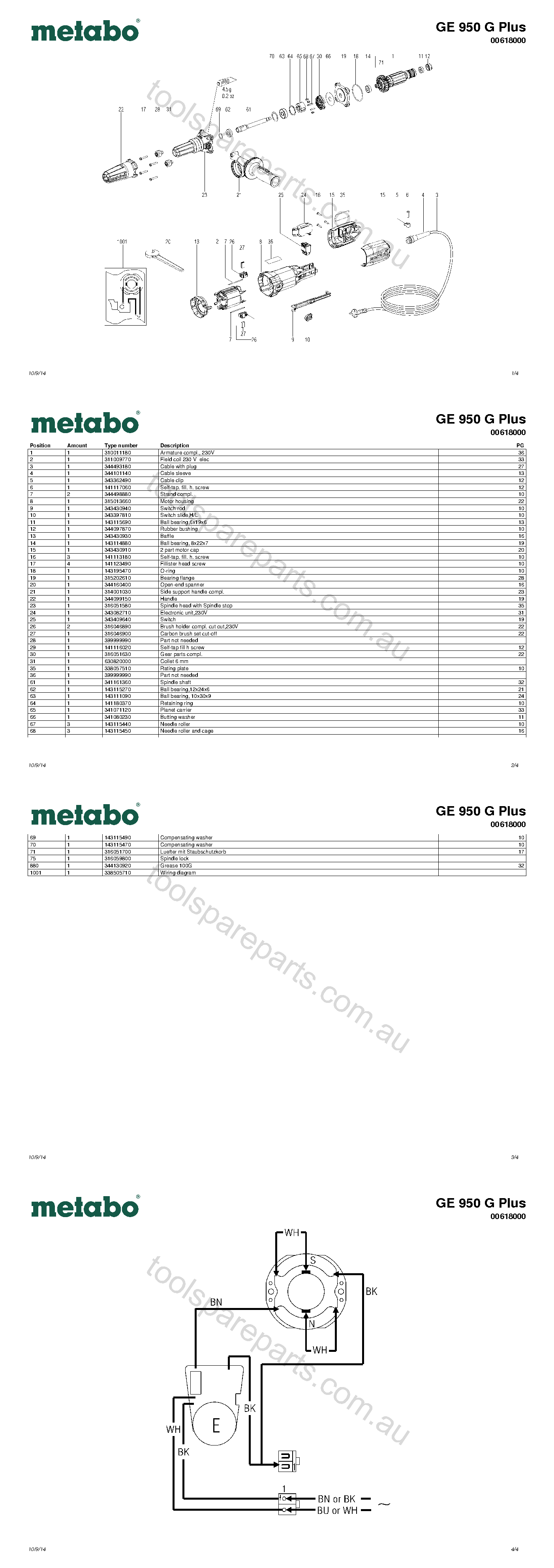 Metabo GE 950 G Plus 00618000  Diagram 1