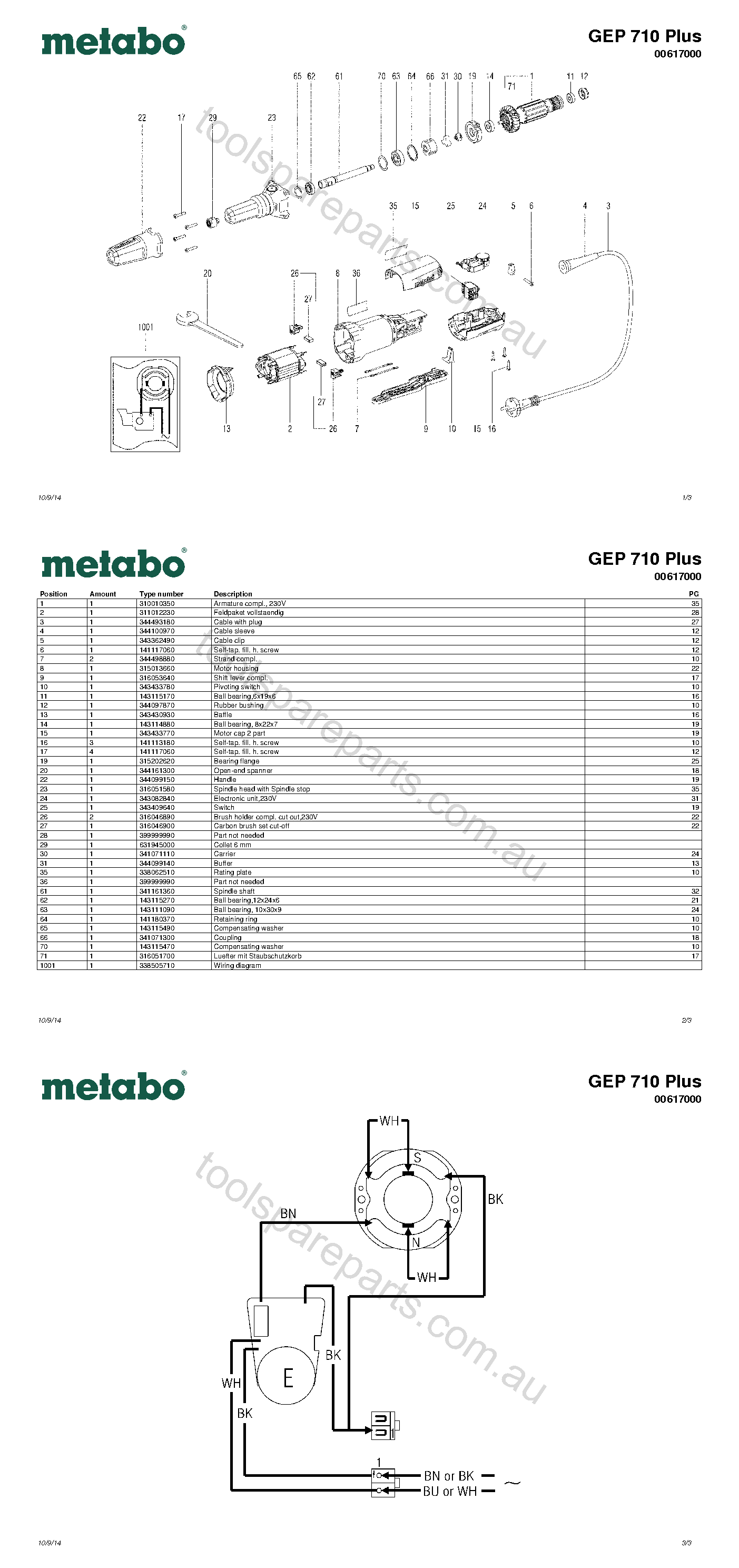 Metabo GEP 710 Plus 00617000  Diagram 1