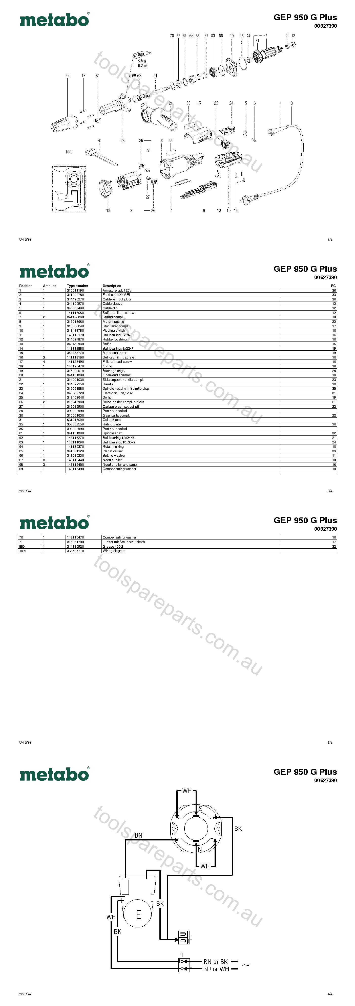 Metabo GEP 950 G Plus 00627390  Diagram 1