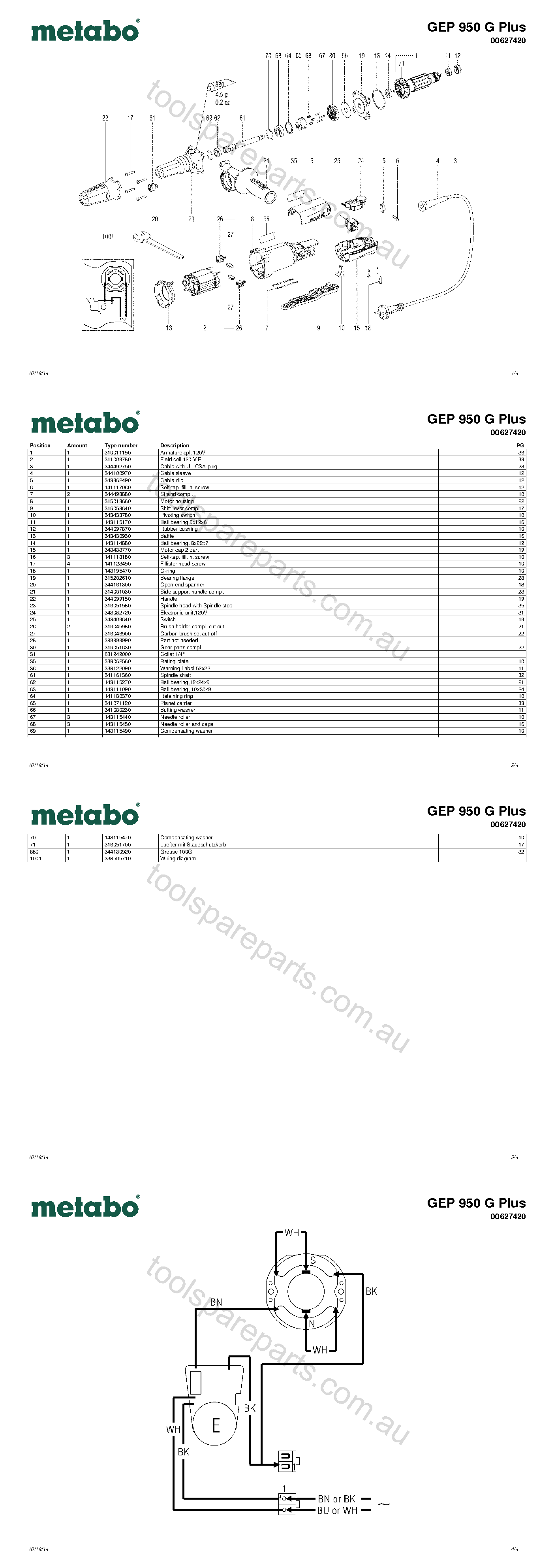Metabo GEP 950 G Plus 00627420  Diagram 1