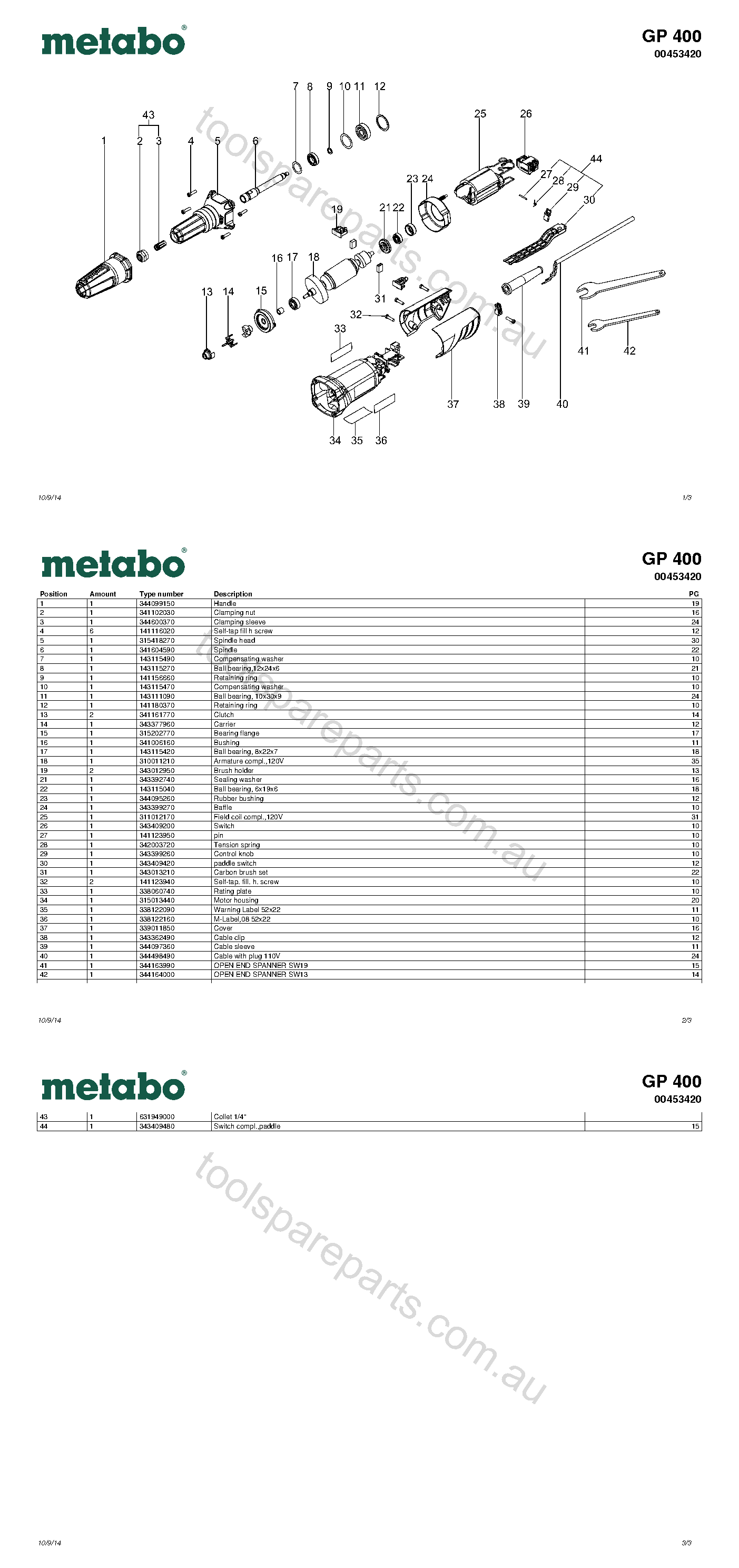 Metabo GP 400 00453420  Diagram 1