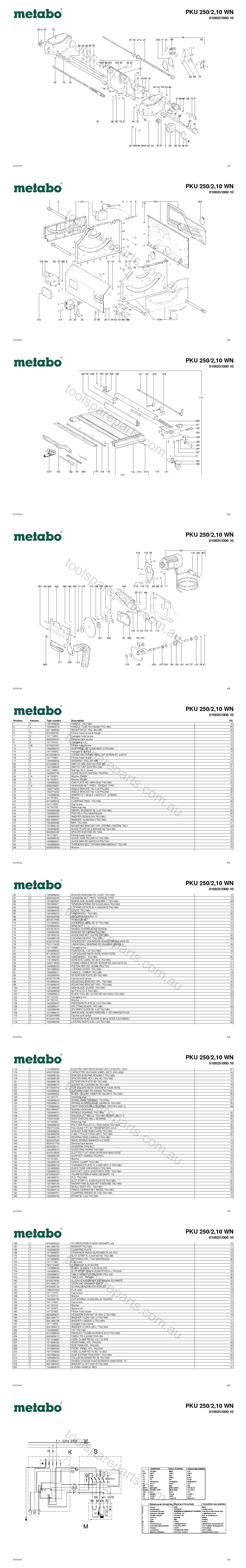 Metabo PKU 250/2,10 WN 0100251000 10  Diagram 1