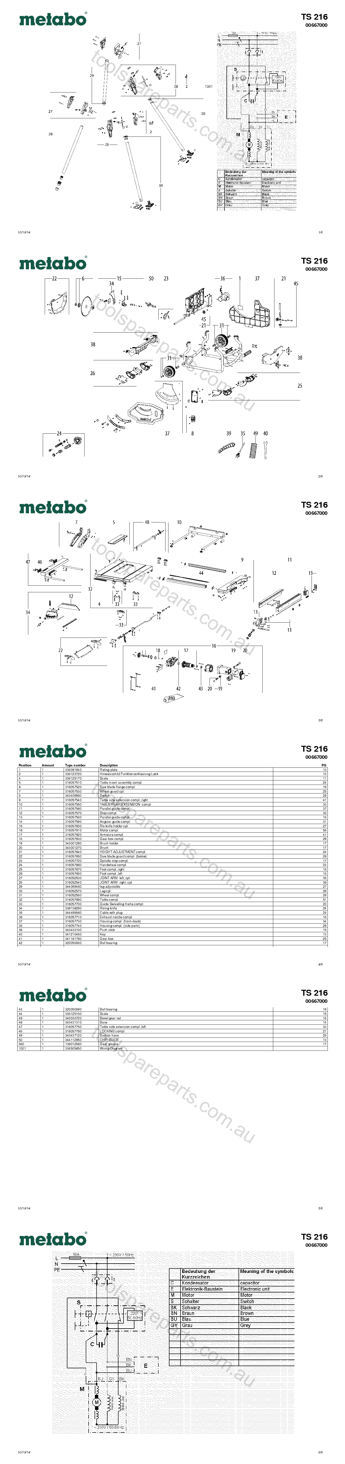 Metabo TS 216 00667000  Diagram 1
