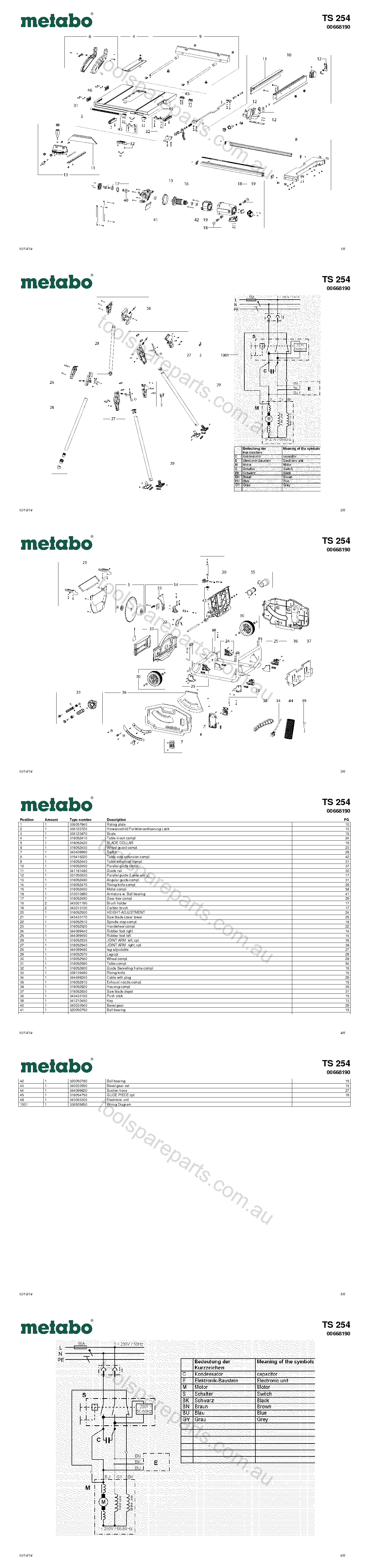 Metabo TS 254 00668190  Diagram 1