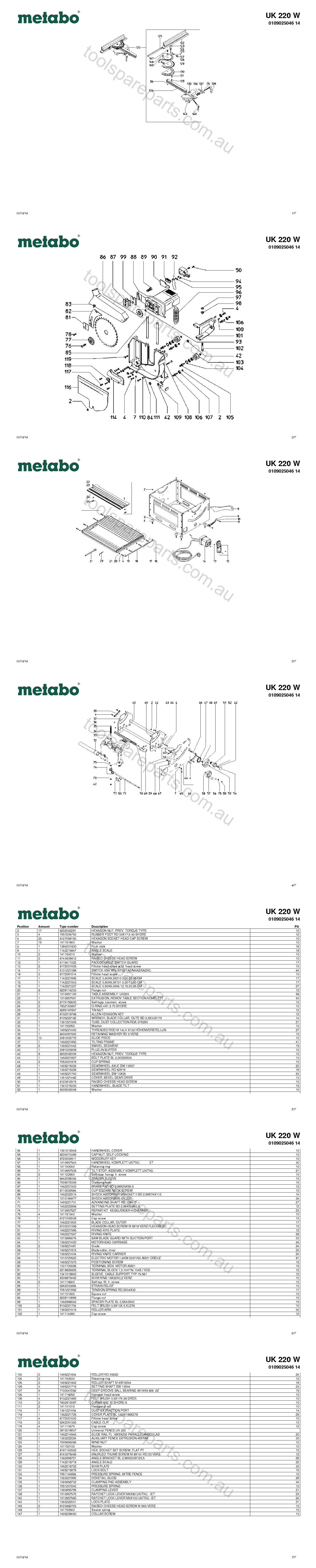 Metabo UK 220 W 0109025046 14  Diagram 1