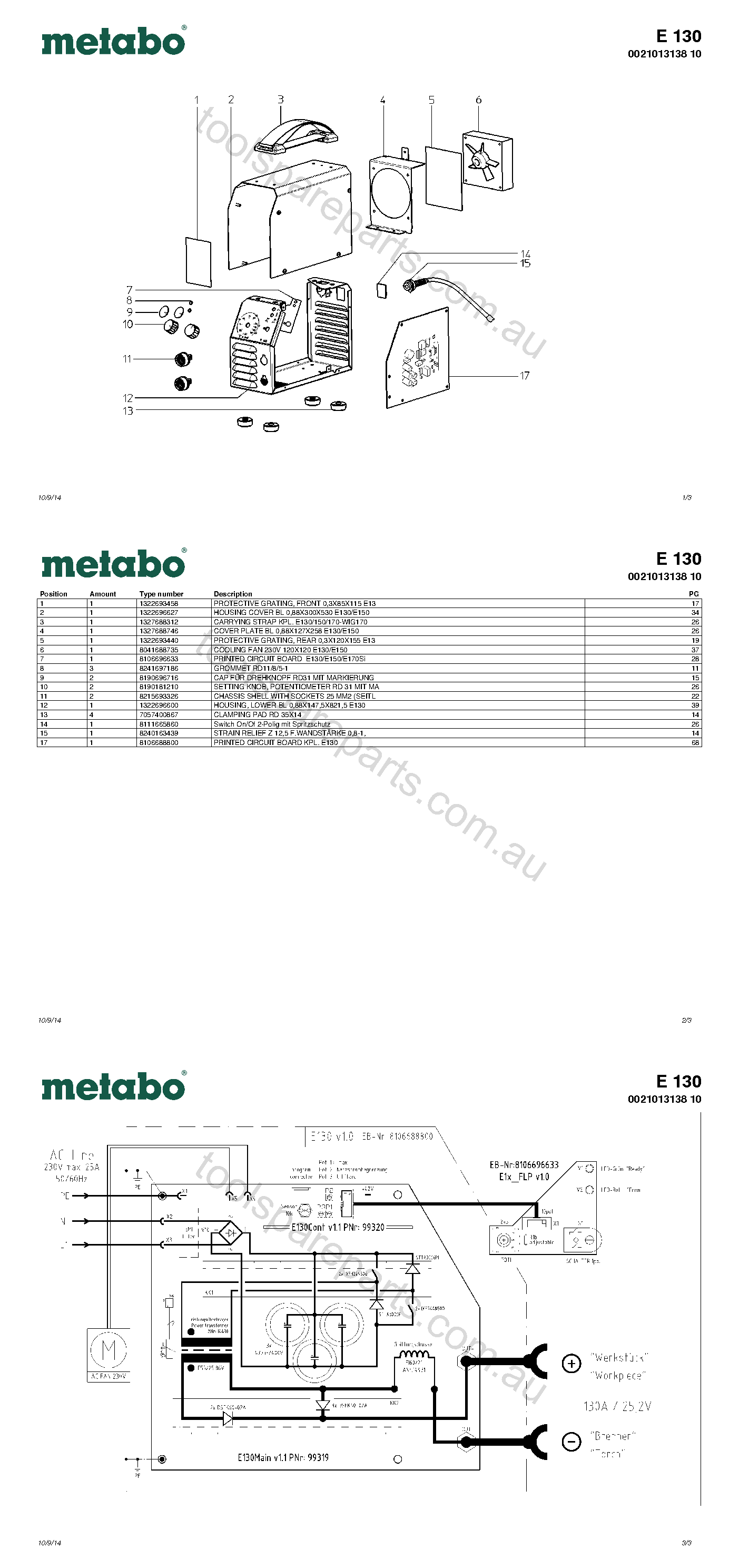 Metabo E 130 0021013138 10  Diagram 1