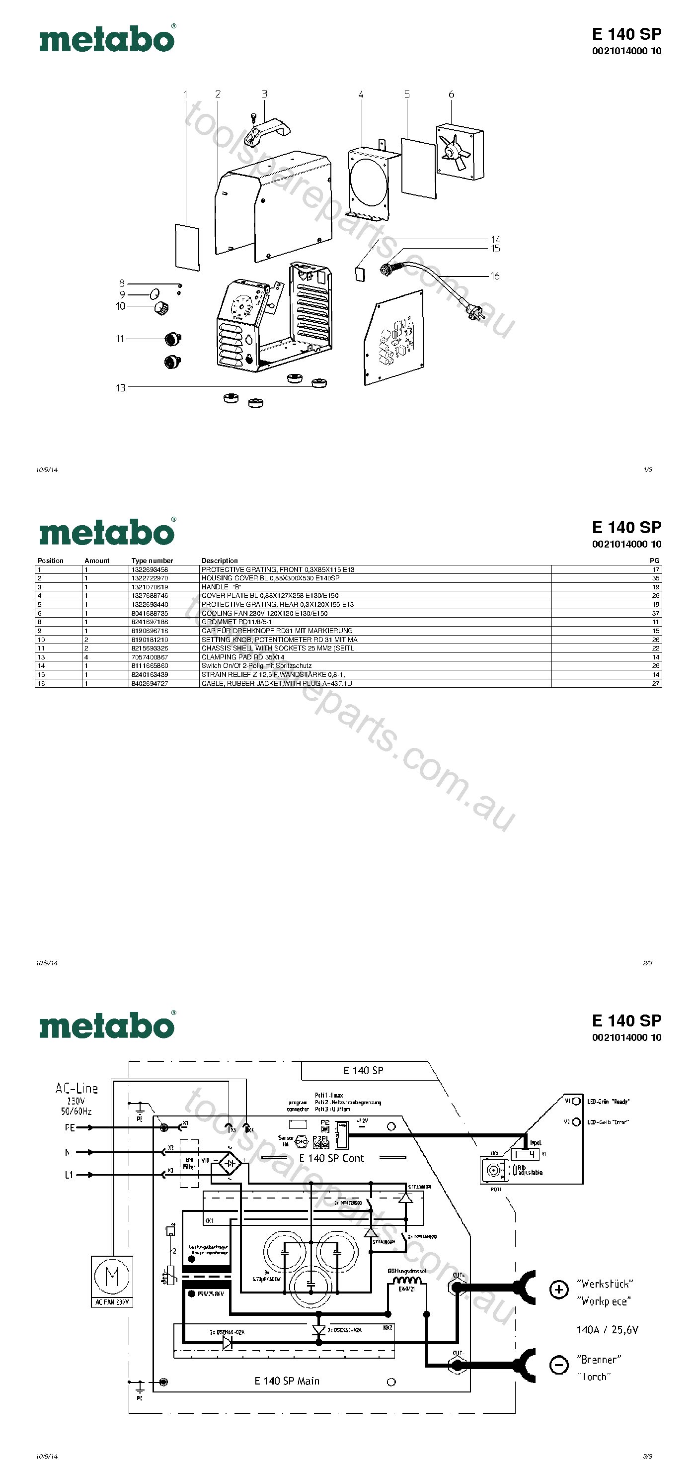 Metabo E 140 SP 0021014000 10  Diagram 1