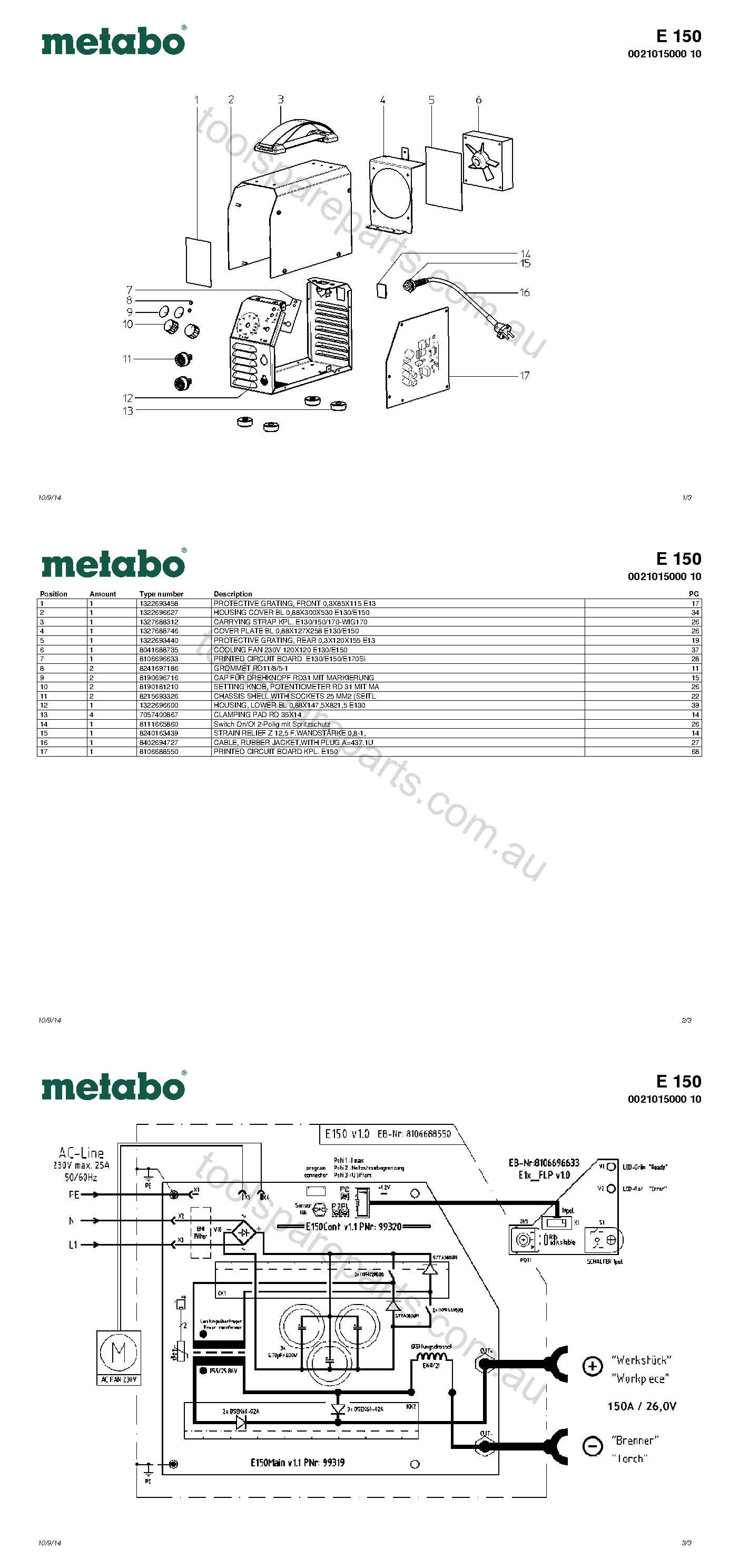 Metabo E 150 0021015000 10  Diagram 1