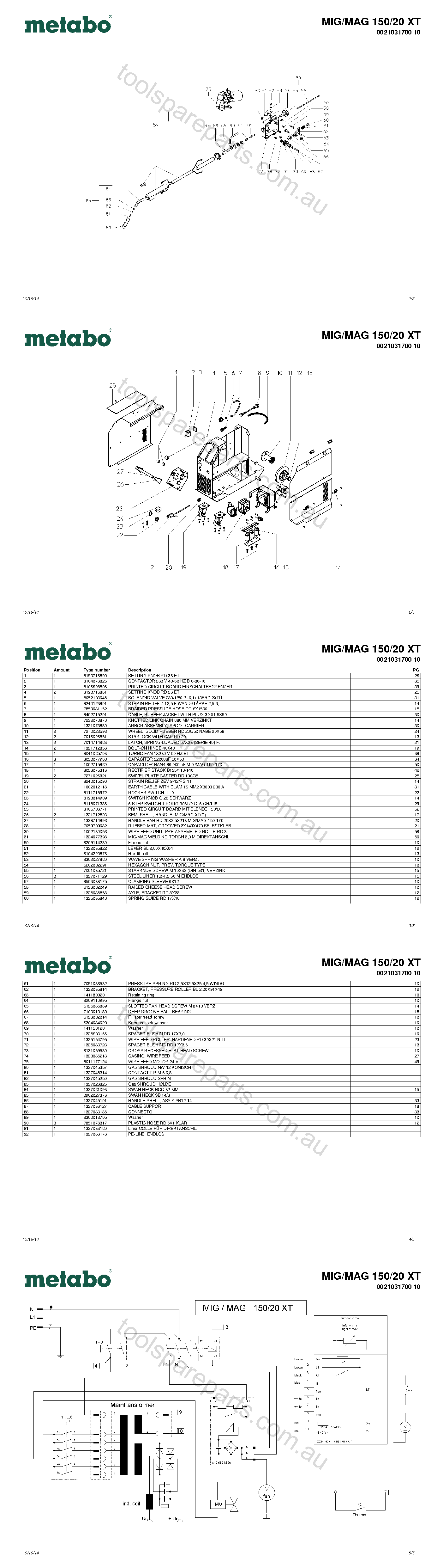 Metabo MIG/MAG 150/20 XT 0021031700 10  Diagram 1