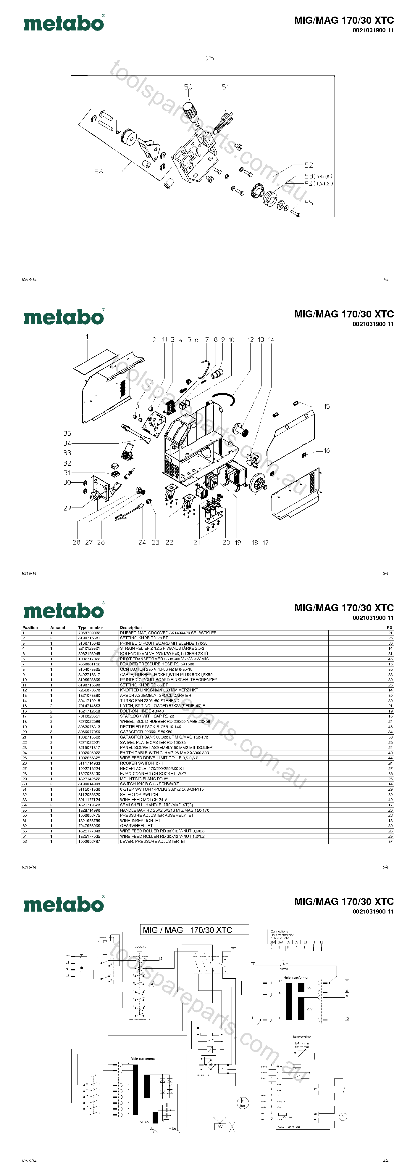 Metabo MIG/MAG 170/30 XTC 0021031900 11  Diagram 1