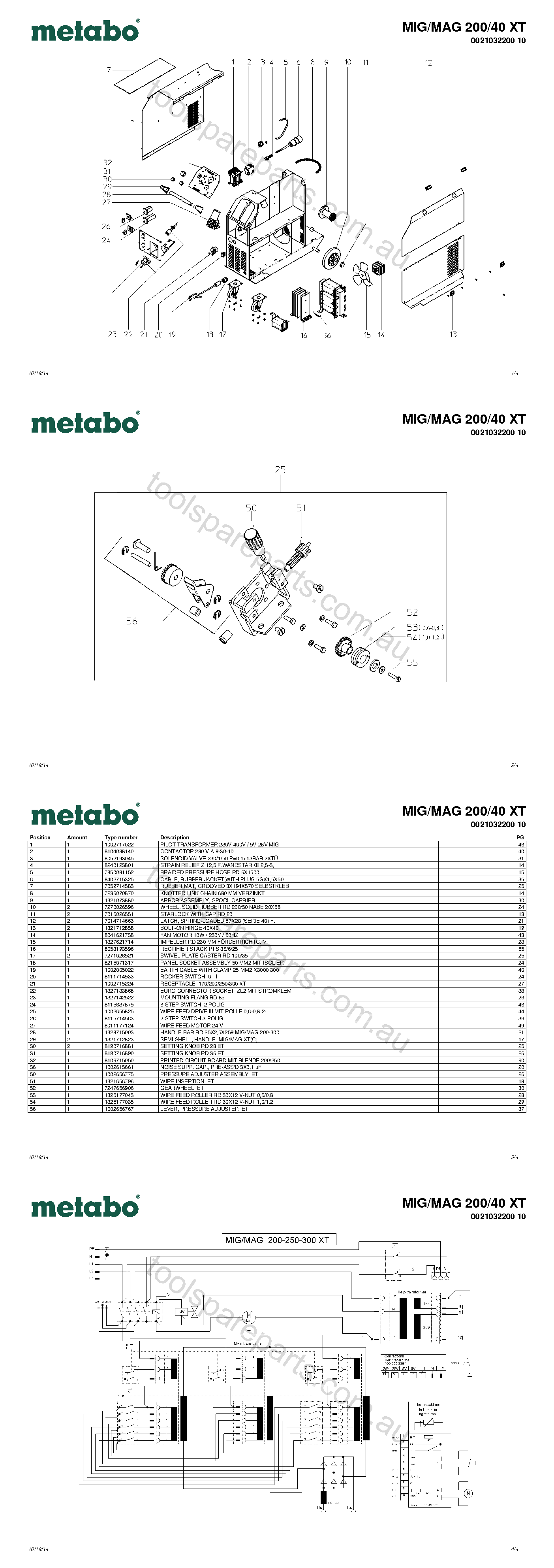 Metabo MIG/MAG 200/40 XT 0021032200 10  Diagram 1