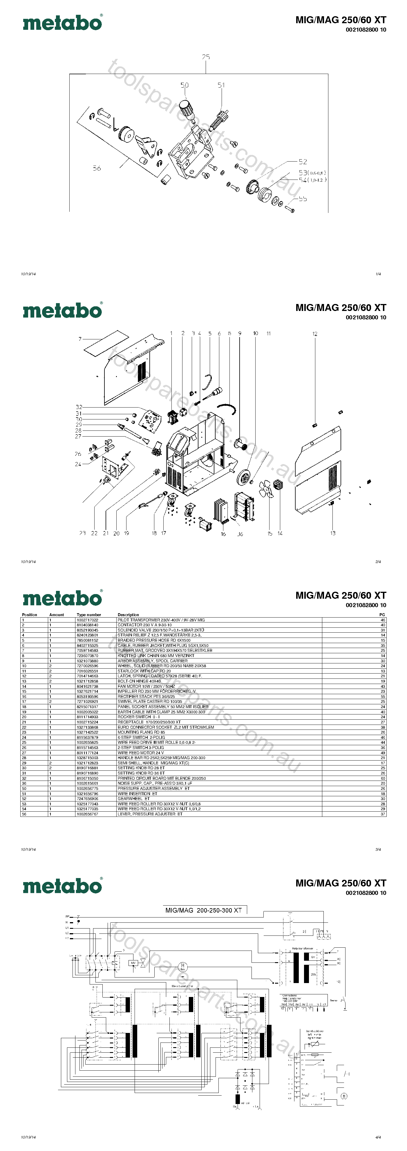 Metabo MIG/MAG 250/60 XT 0021082800 10  Diagram 1