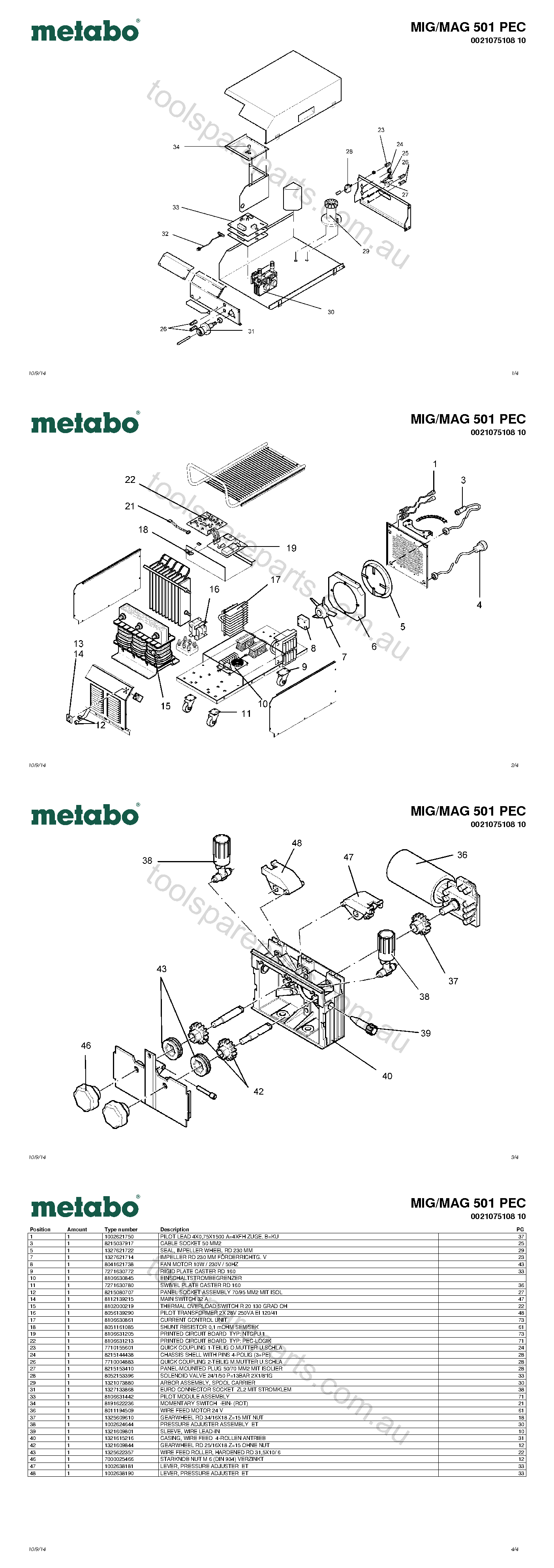Metabo MIG/MAG 501 PEC 0021075108 10  Diagram 1