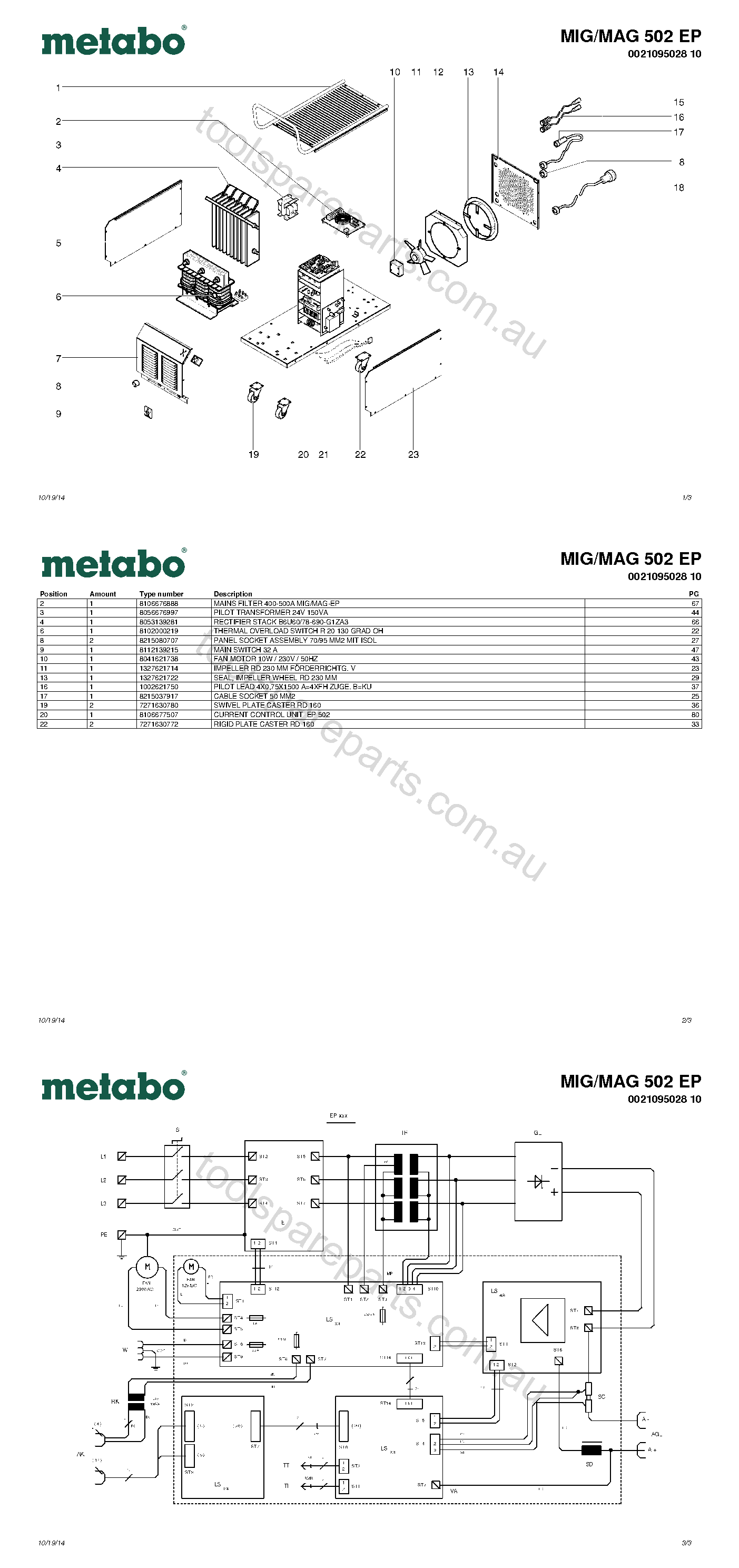 Metabo MIG/MAG 502 EP 0021095028 10  Diagram 1
