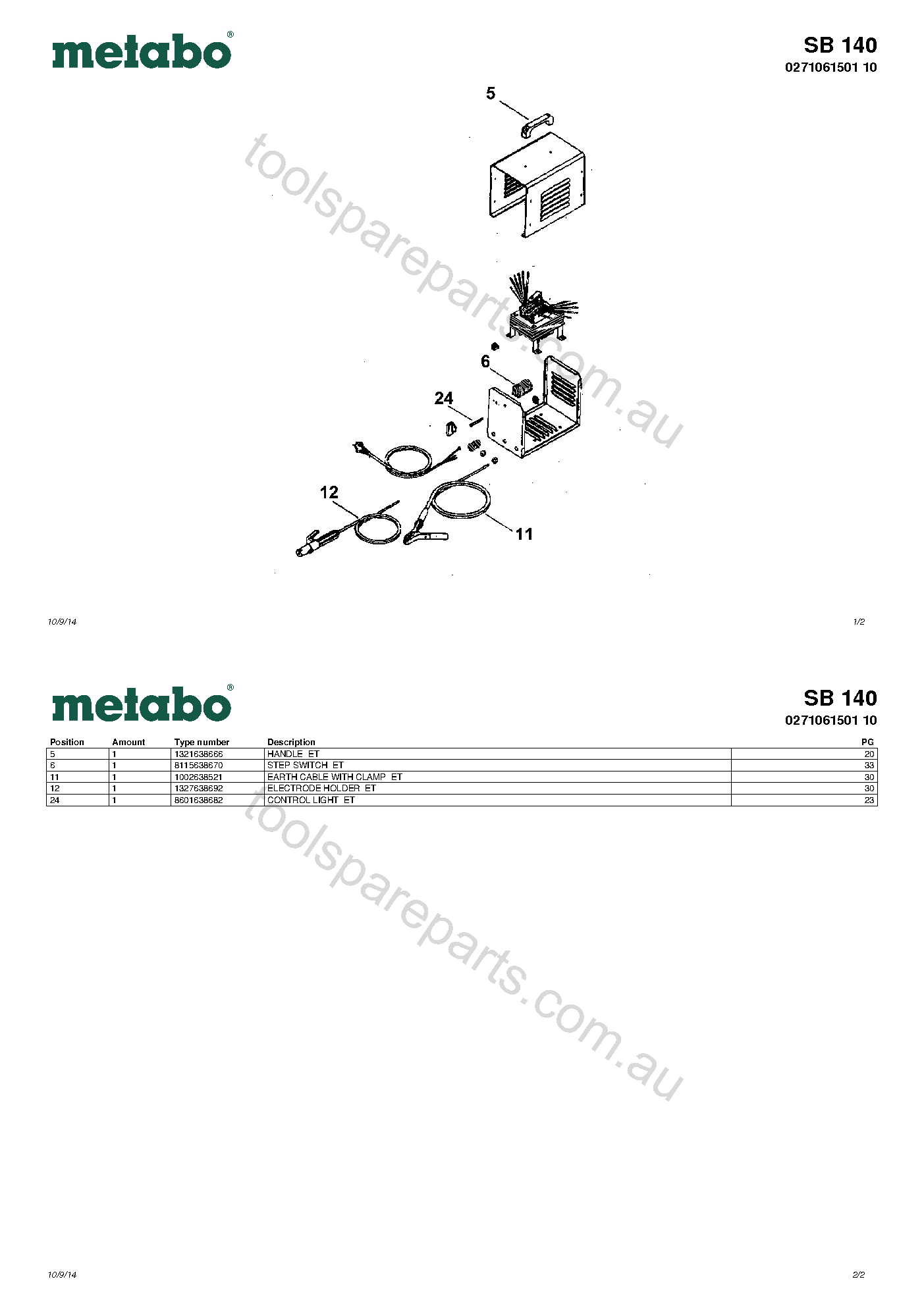 Metabo SB 140 0271061501 10  Diagram 1