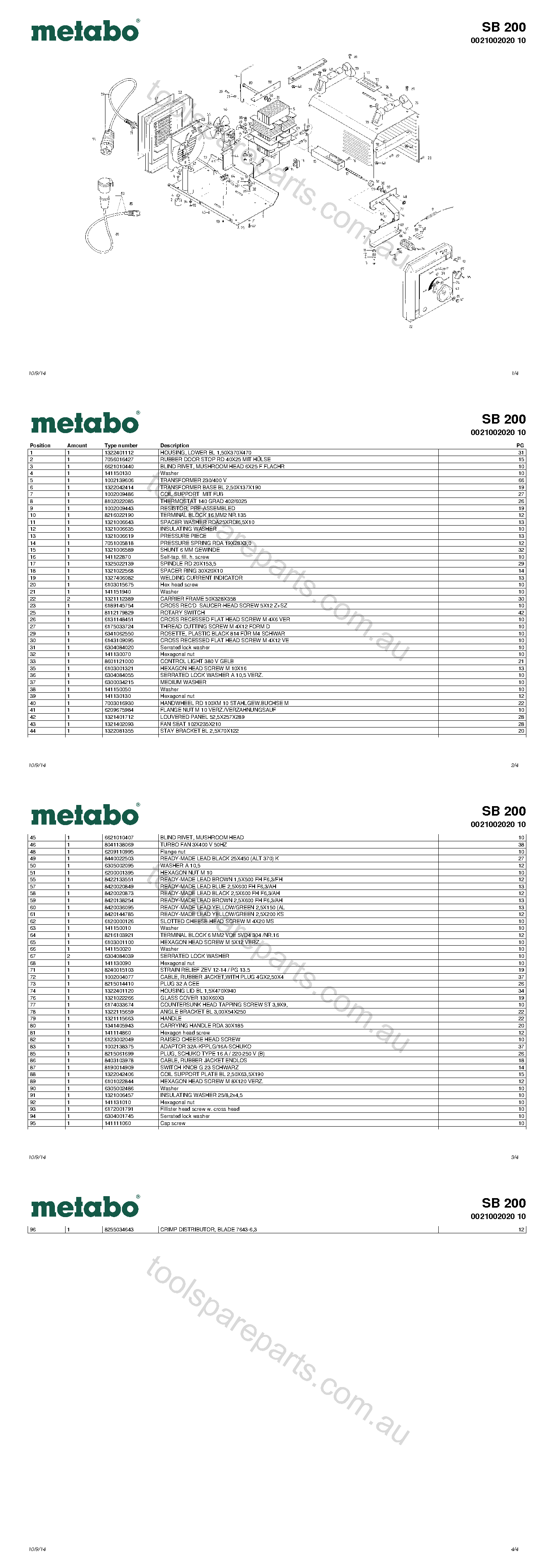 Metabo SB 200 0021002020 10  Diagram 1