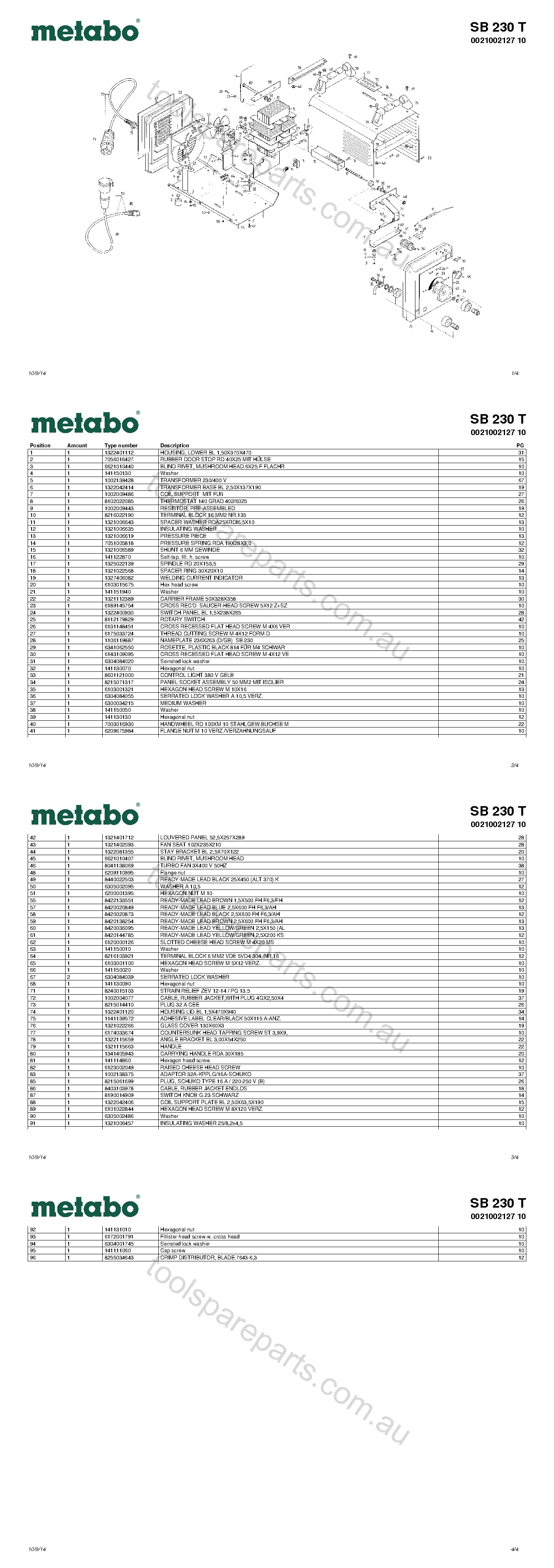 Metabo SB 230 T 0021002127 10  Diagram 1