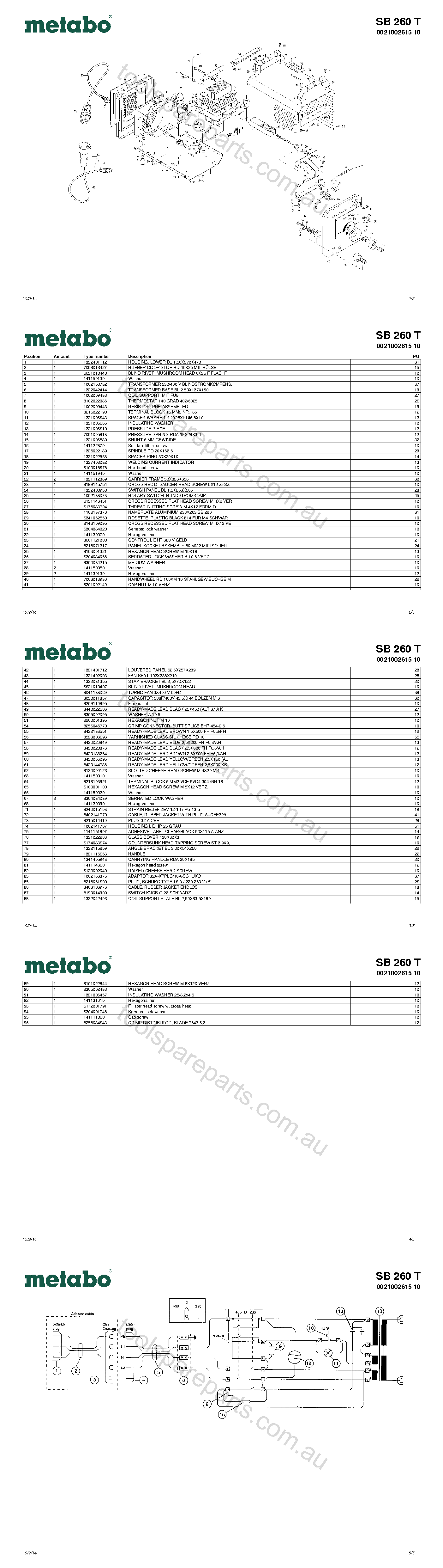 Metabo SB 260 T 0021002615 10  Diagram 1