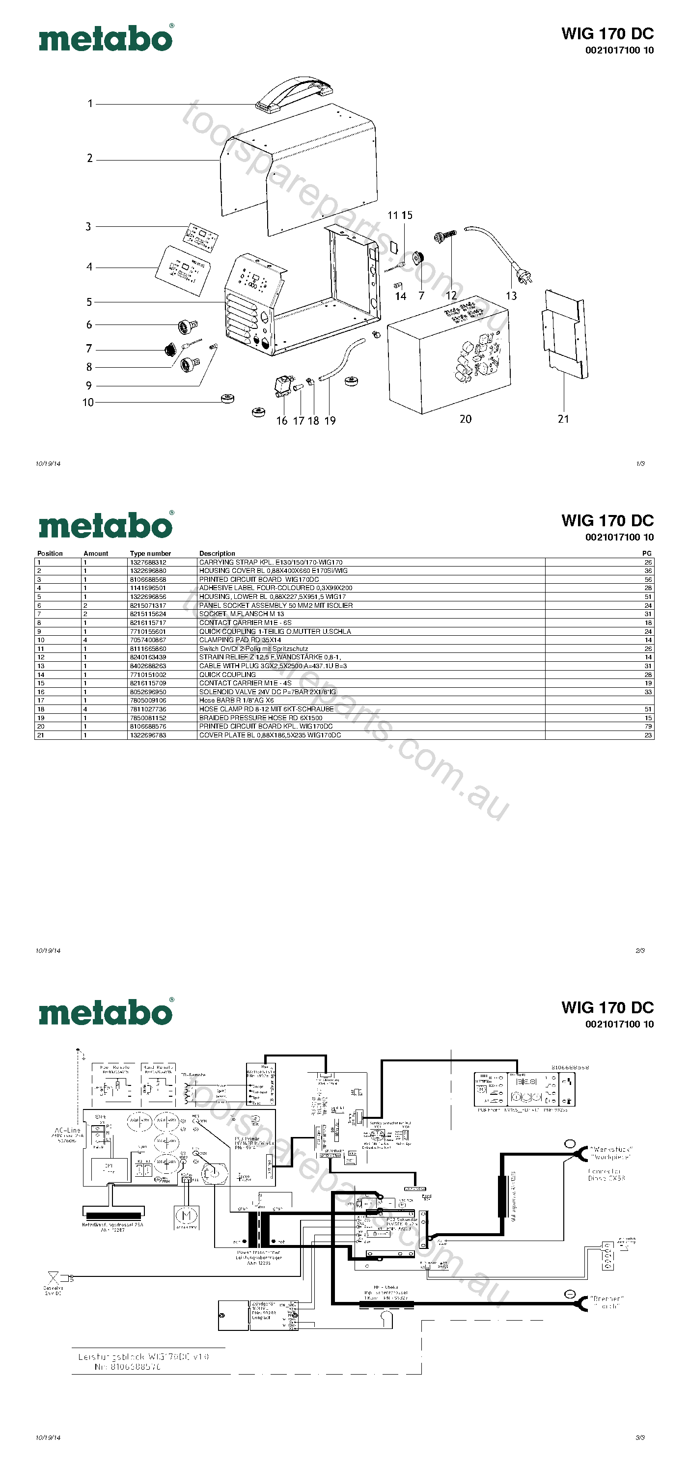Metabo WIG 170 DC 0021017100 10  Diagram 1