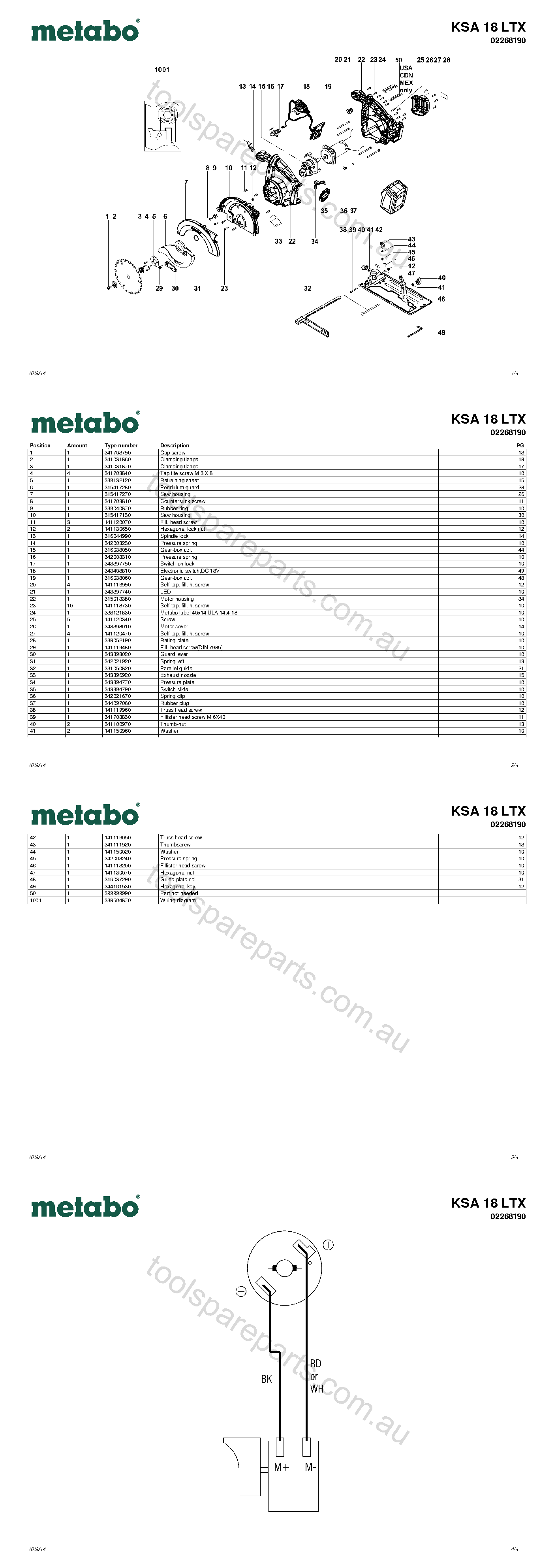 Metabo KSA 18 LTX 02268190  Diagram 1