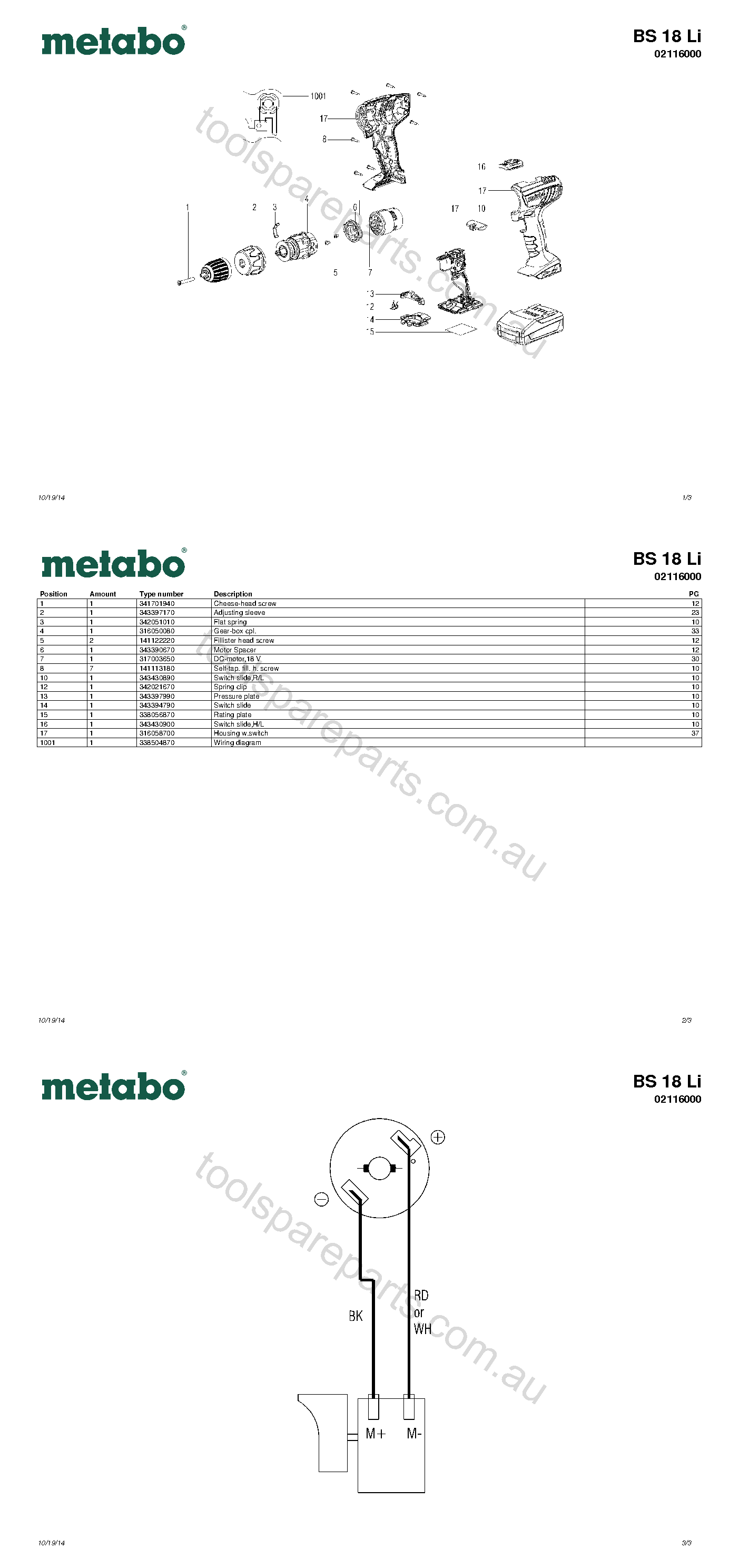 Metabo BS 18 Li 02116000  Diagram 1