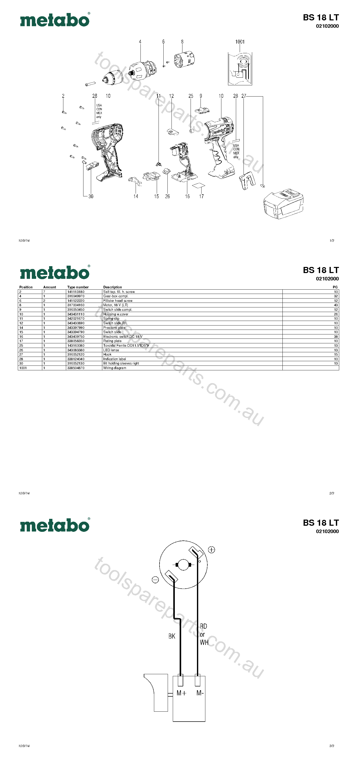 Metabo BS 18 LT 02102000  Diagram 1