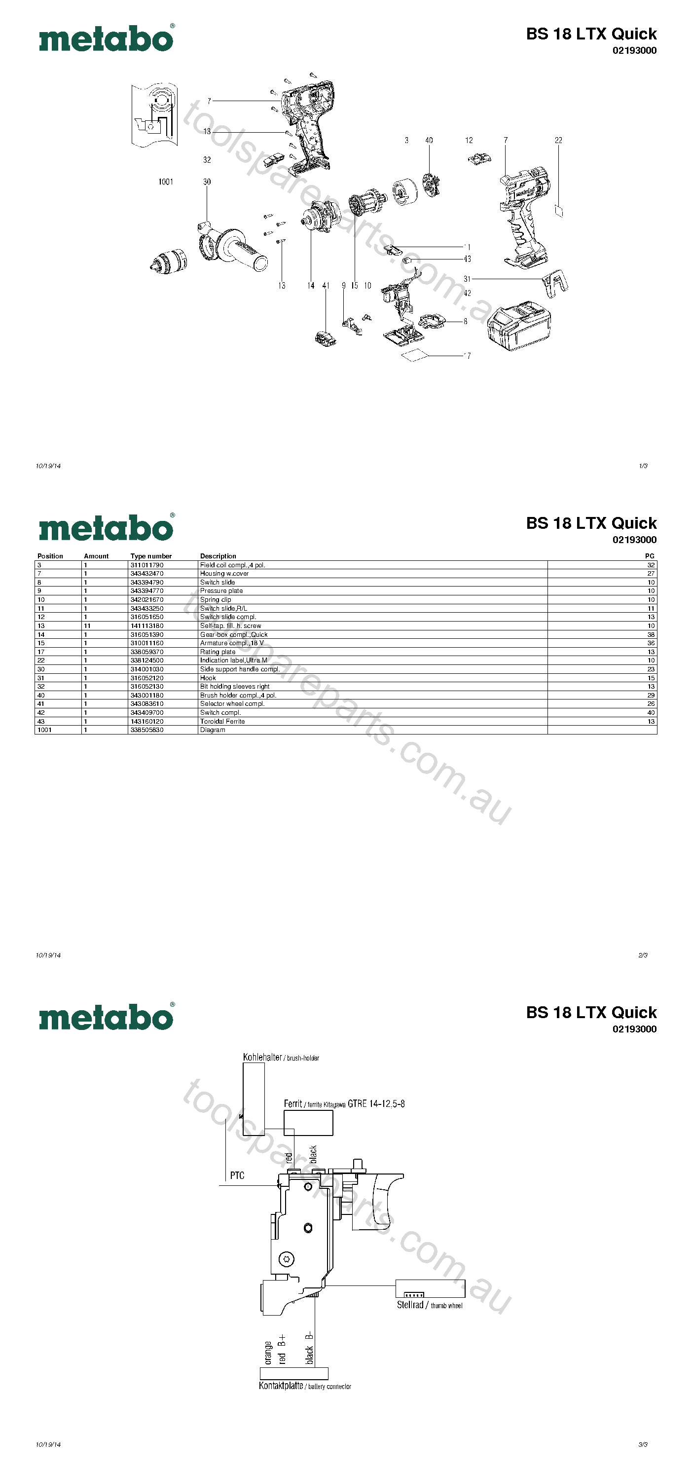 Metabo BS 18 LTX Quick 02193000  Diagram 1