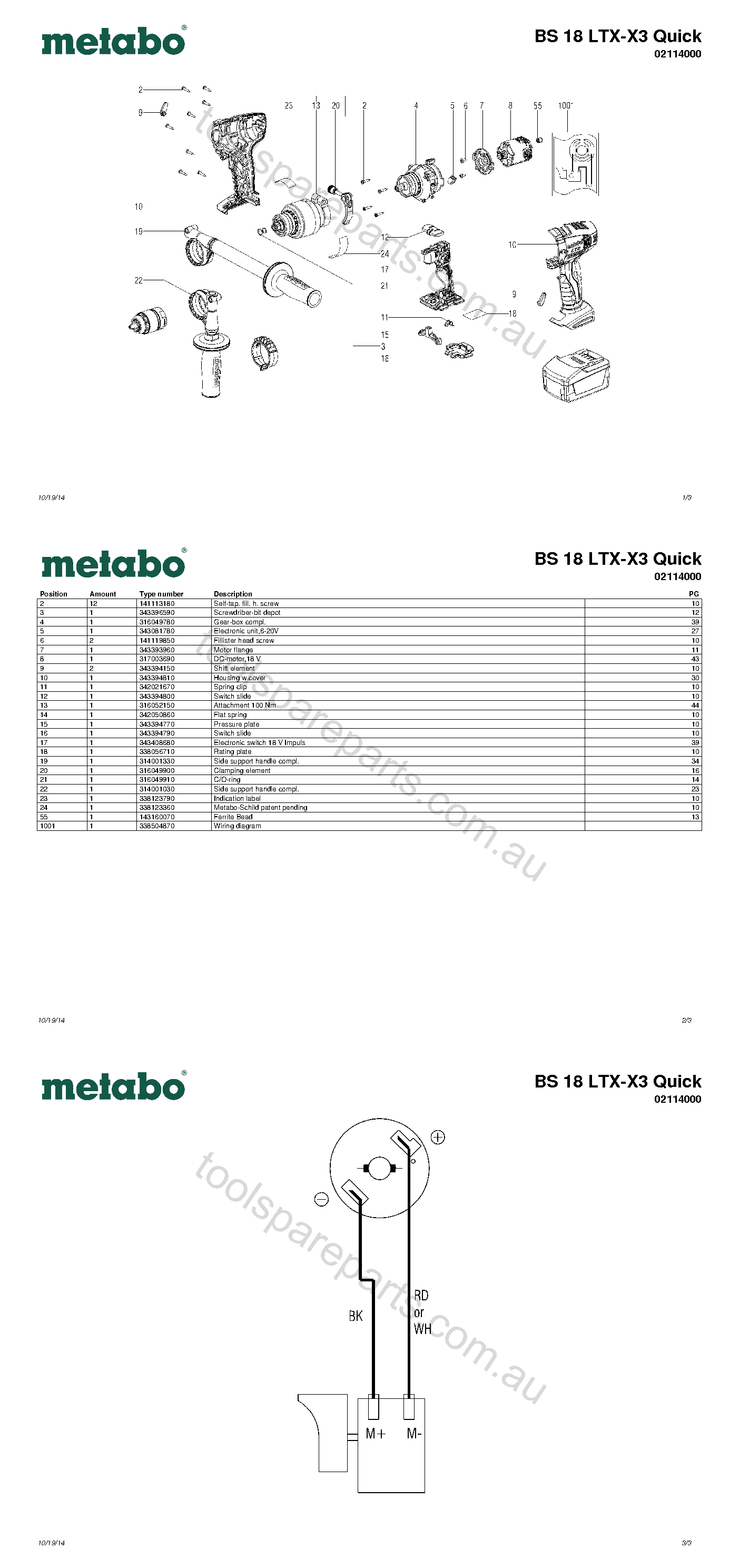 Metabo BS 18 LTX-X3 Quick 02114000  Diagram 1