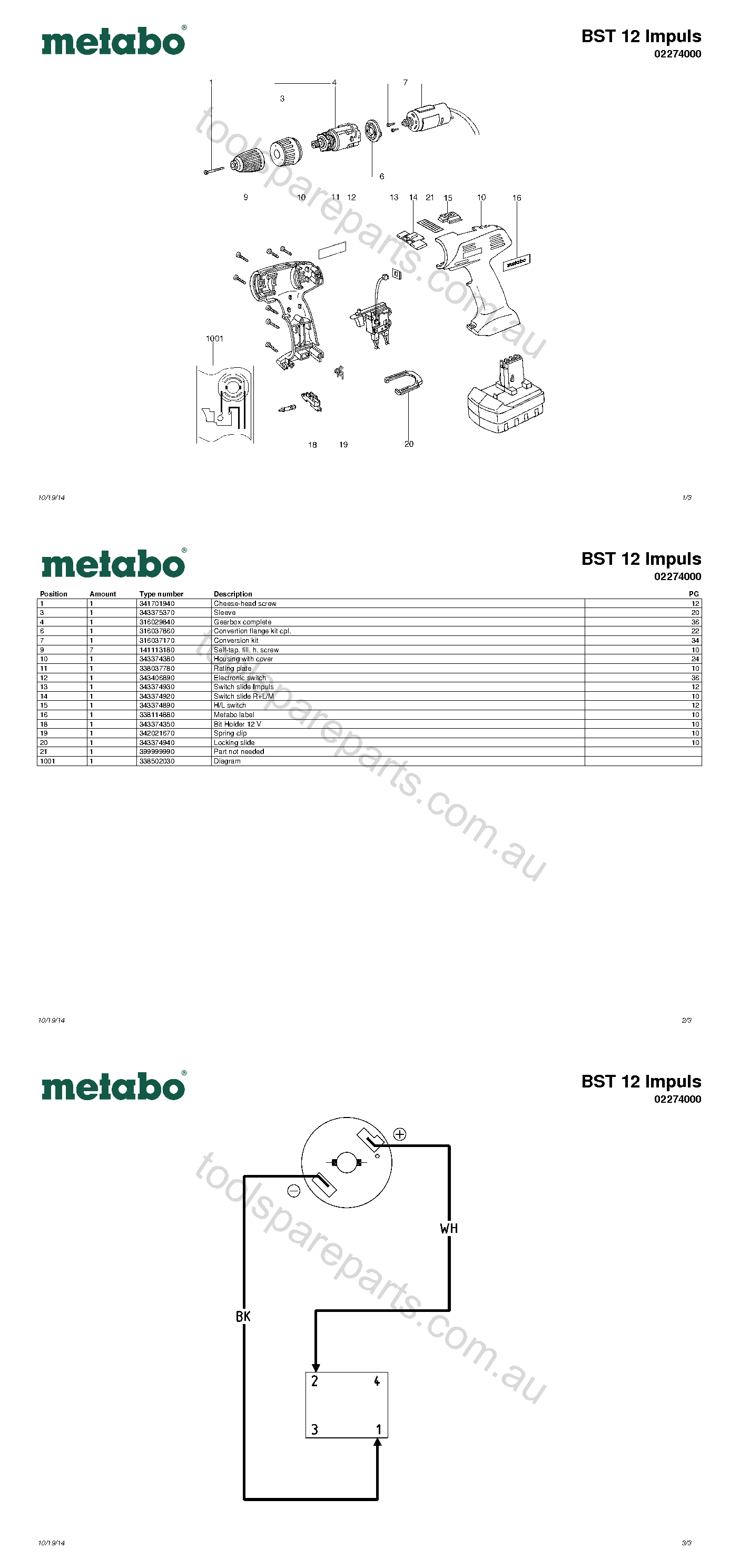 Metabo BST 12 Impuls 02274000  Diagram 1