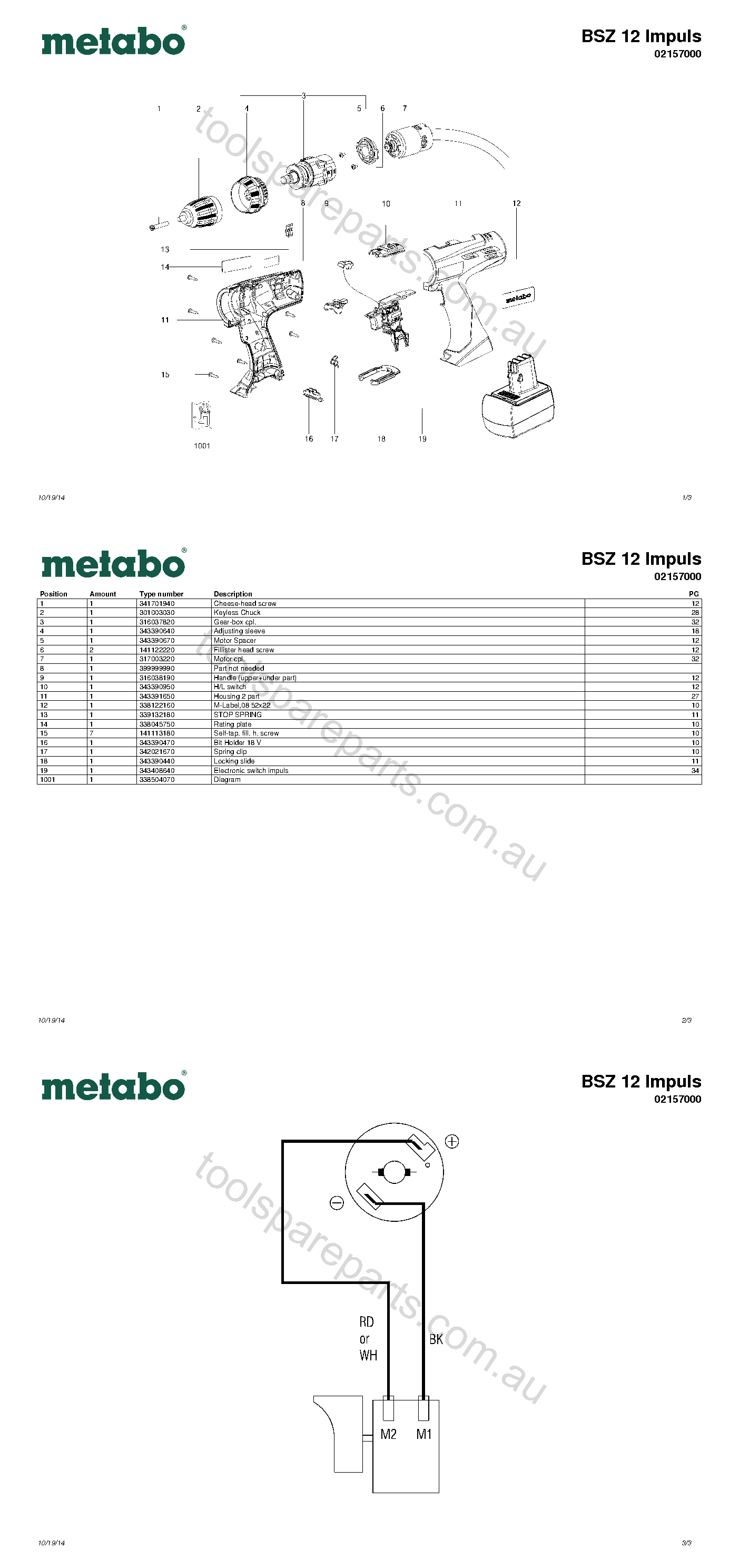Metabo BSZ 12 Impuls 02157000  Diagram 1