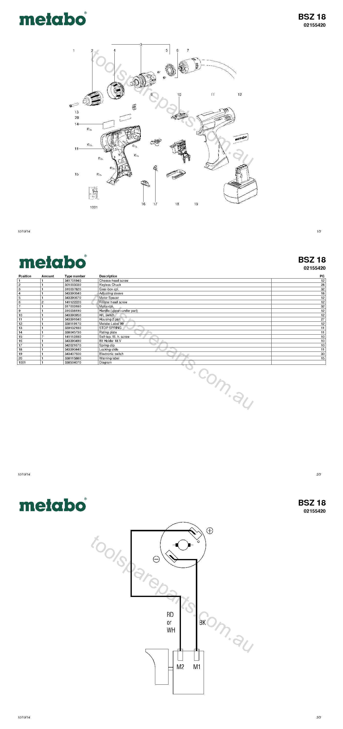 Metabo BSZ 18 02155420  Diagram 1