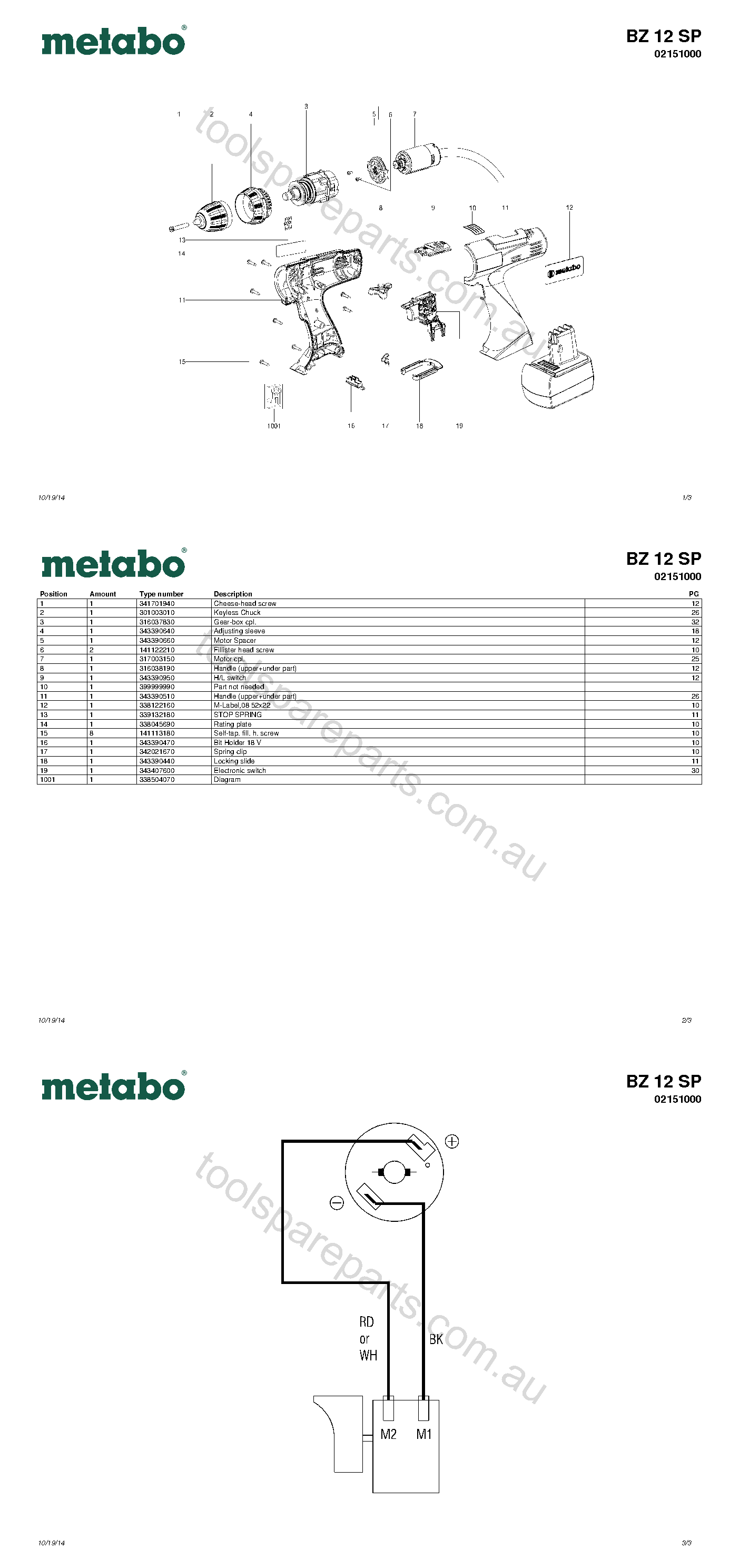 Metabo BZ 12 SP 02151000  Diagram 1