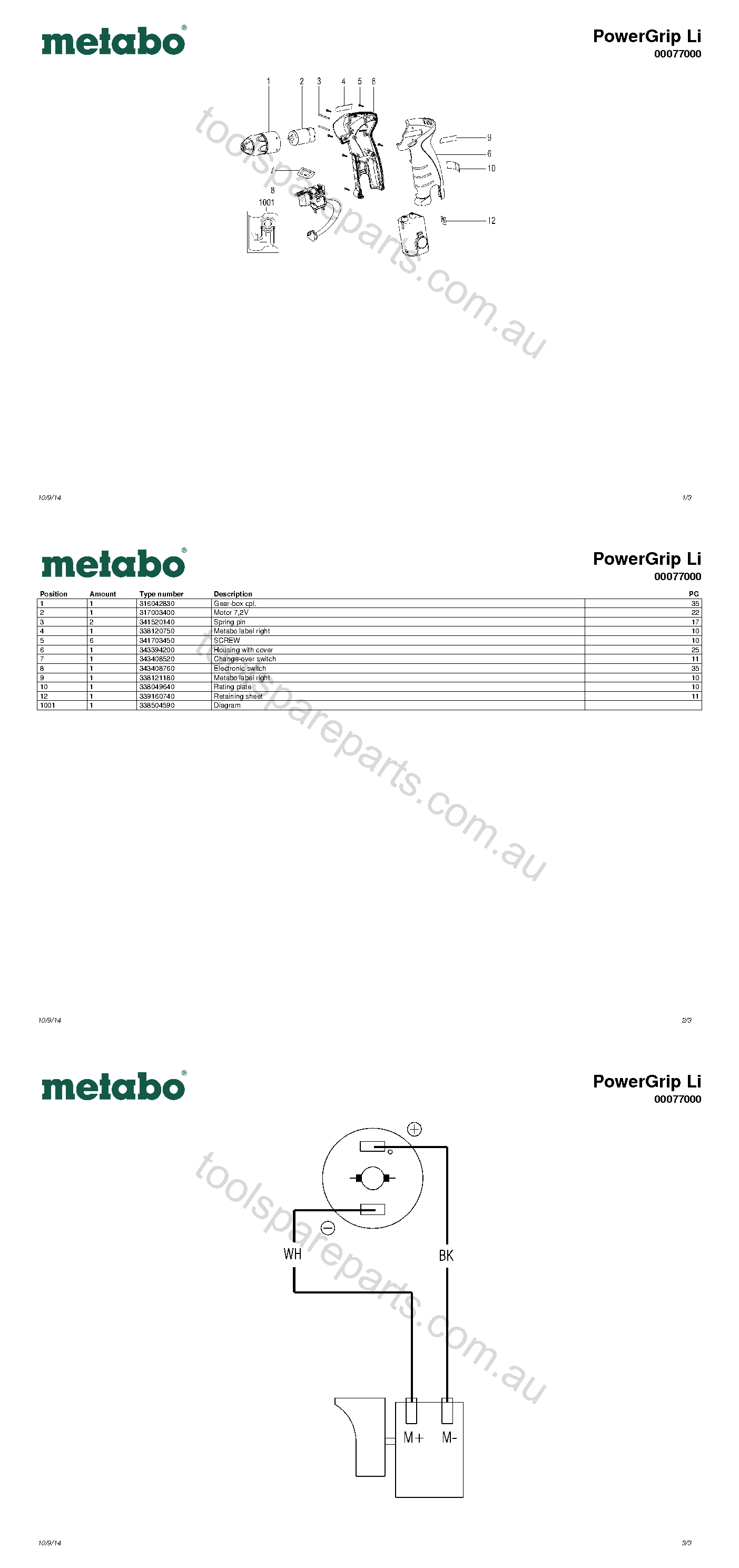 Metabo PowerGrip Li 00077000  Diagram 1