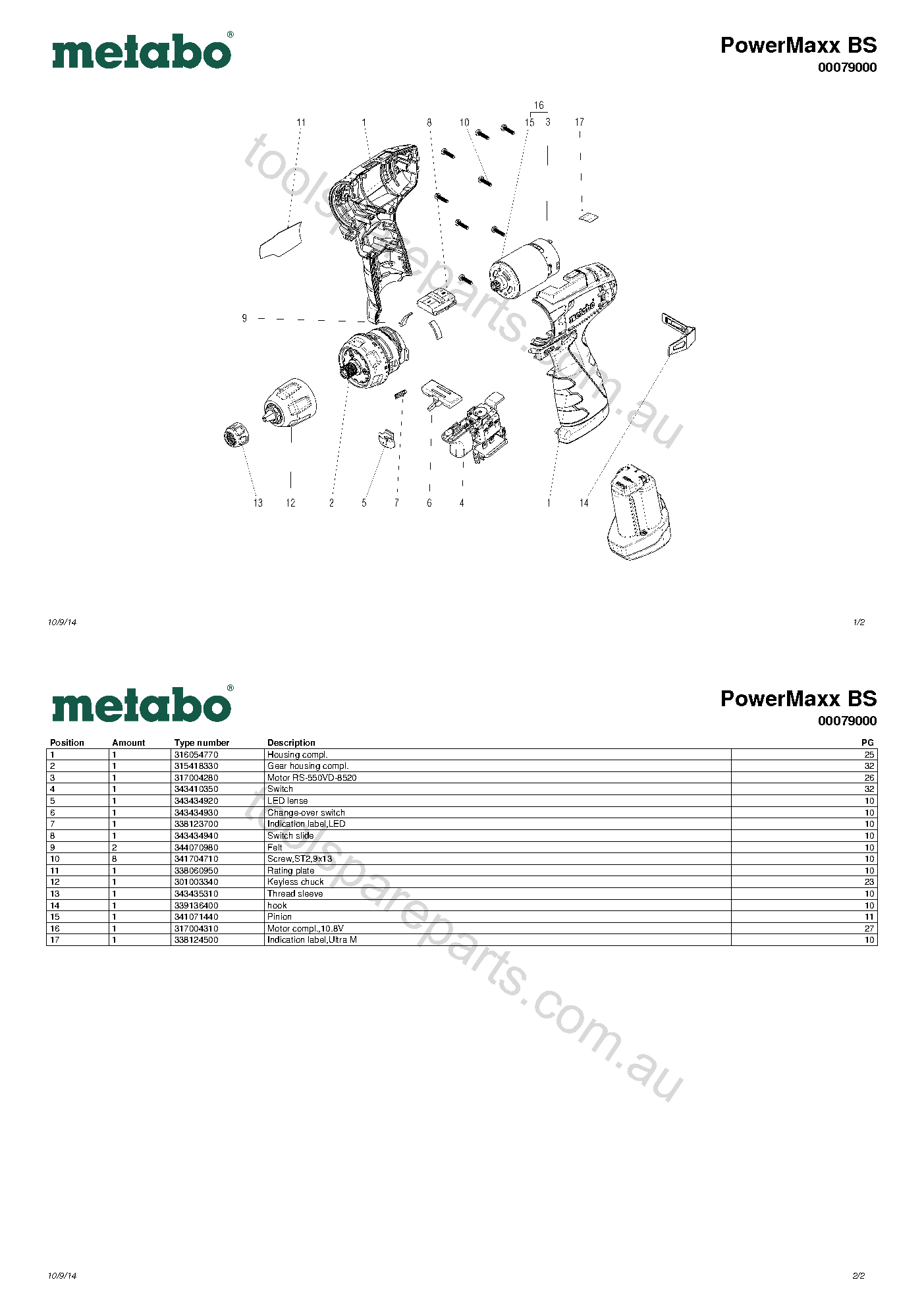 Metabo PowerMaxx BS 00079000  Diagram 1