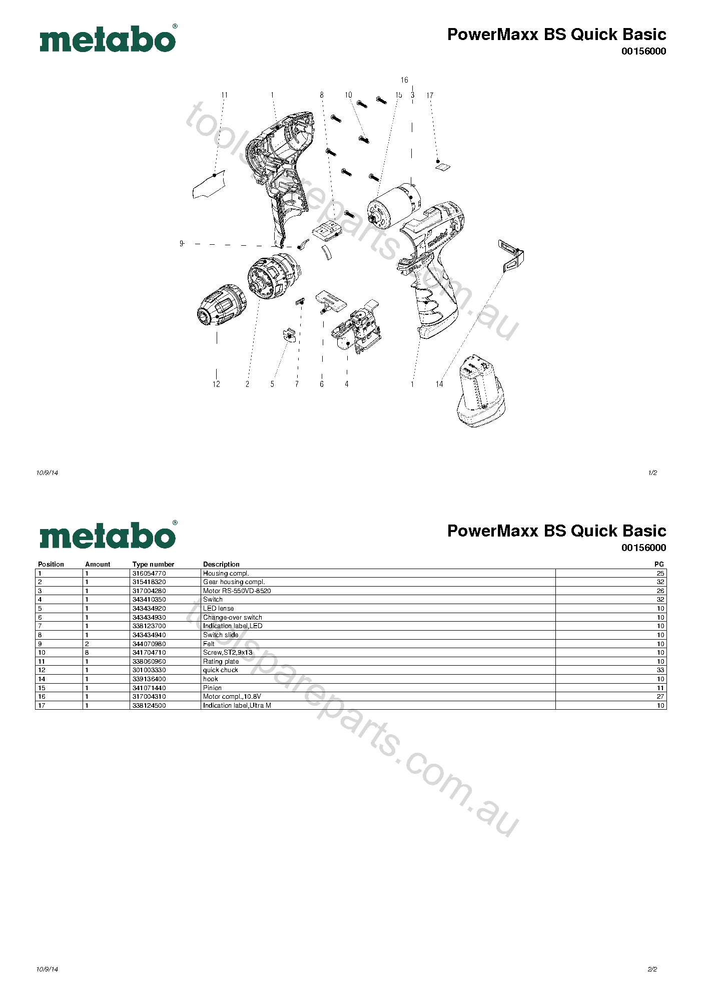 Metabo PowerMaxx BS Quick Basic 00156000  Diagram 1