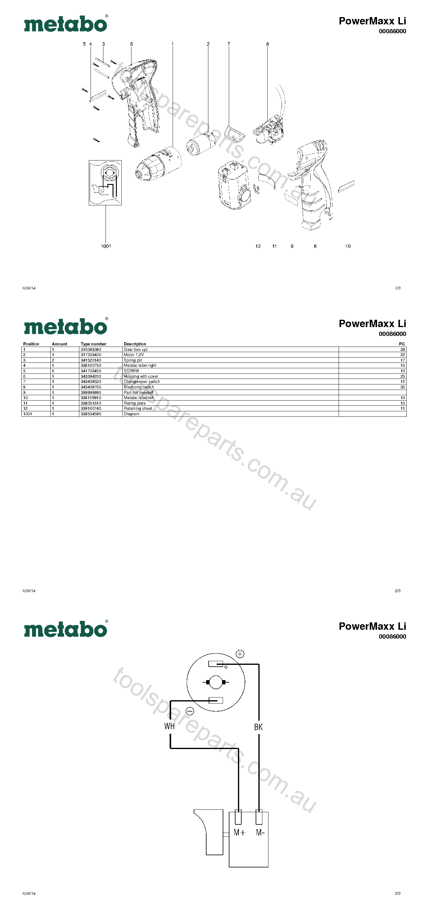 Metabo PowerMaxx Li 00086000  Diagram 1