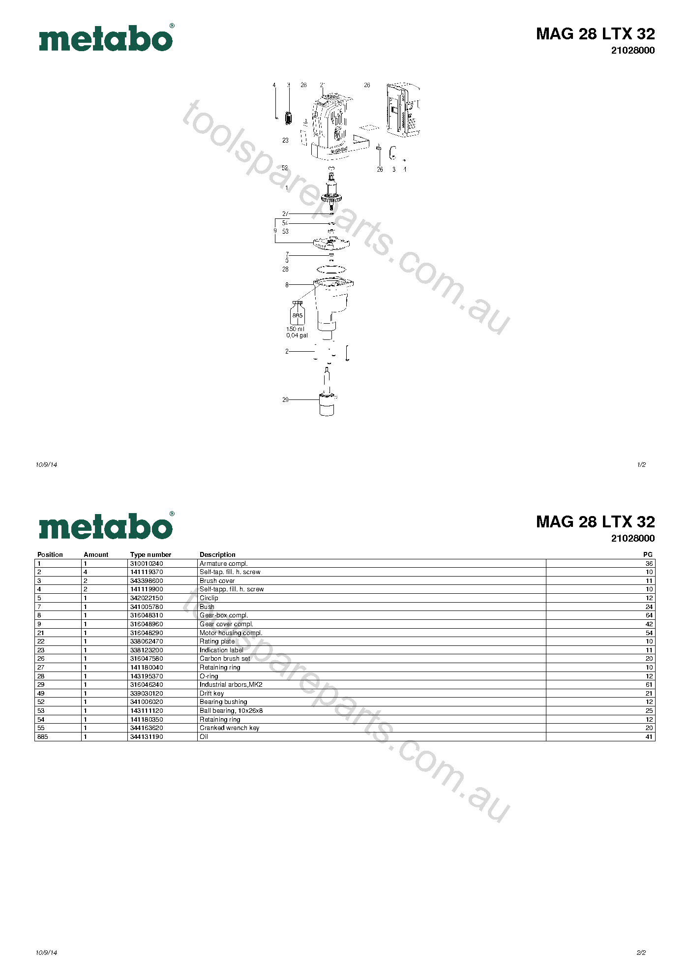 Metabo MAG 28 LTX 32 21028000  Diagram 1