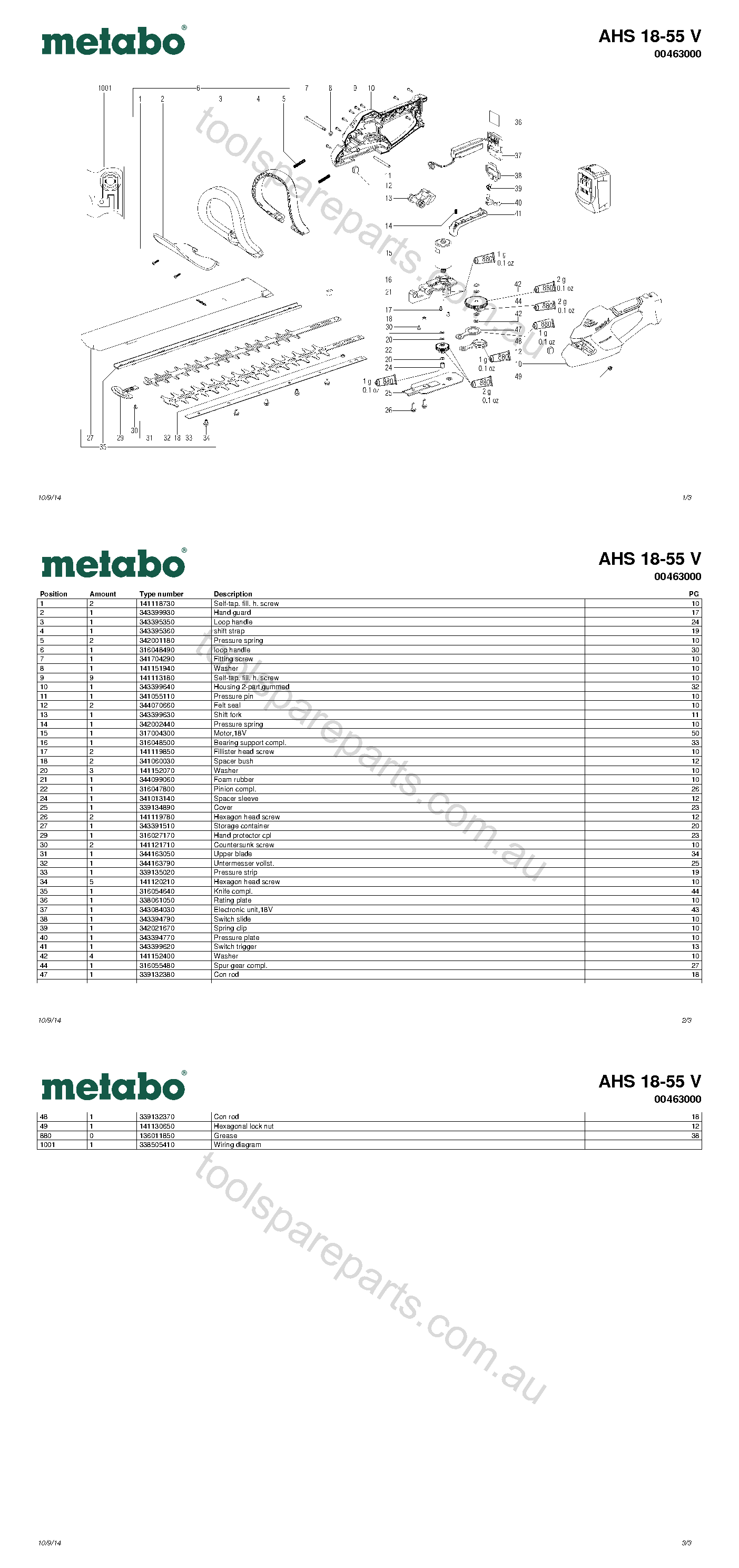 Metabo AHS 18-55 V 00463000  Diagram 1