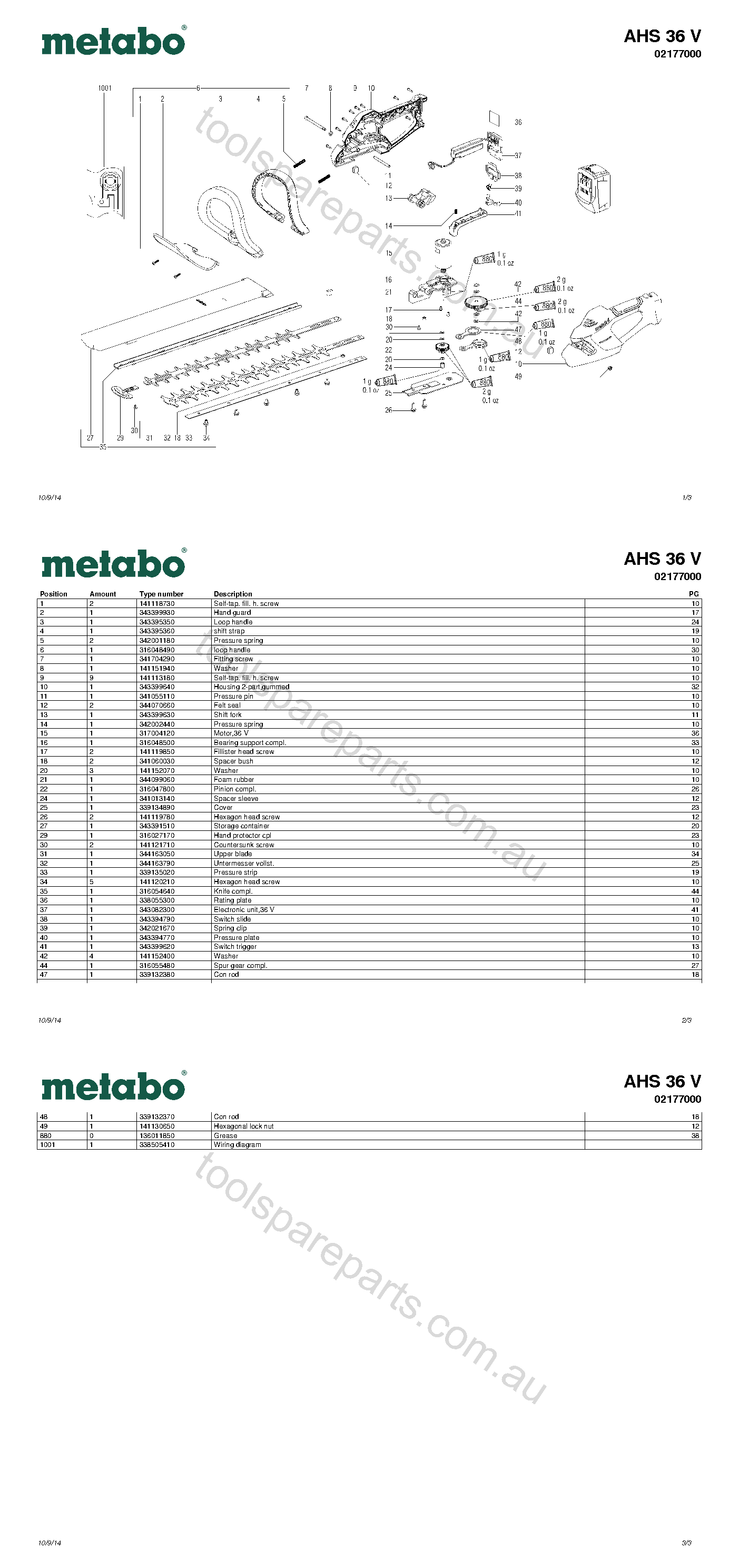 Metabo AHS 36 V 02177000  Diagram 1
